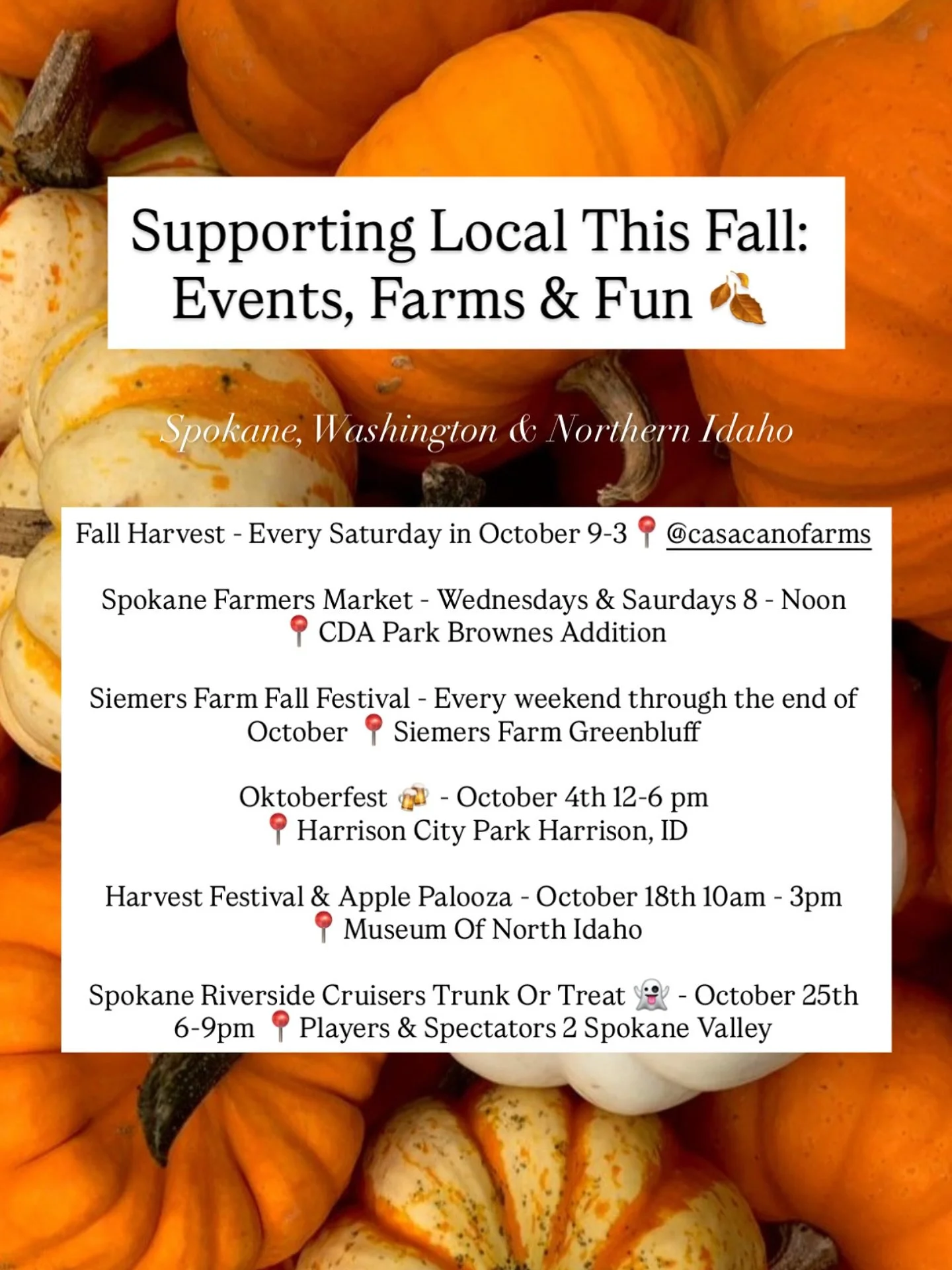 π From apple orchards to harvest nights, we’ve rounded up some of our favorite local fall happenings so you don’t have to!
Happy OFFICIAL Fall everyone! πππ
#pnwrealestate #localguide #spokaneevents #spokanerealtor #cdaevents #supp