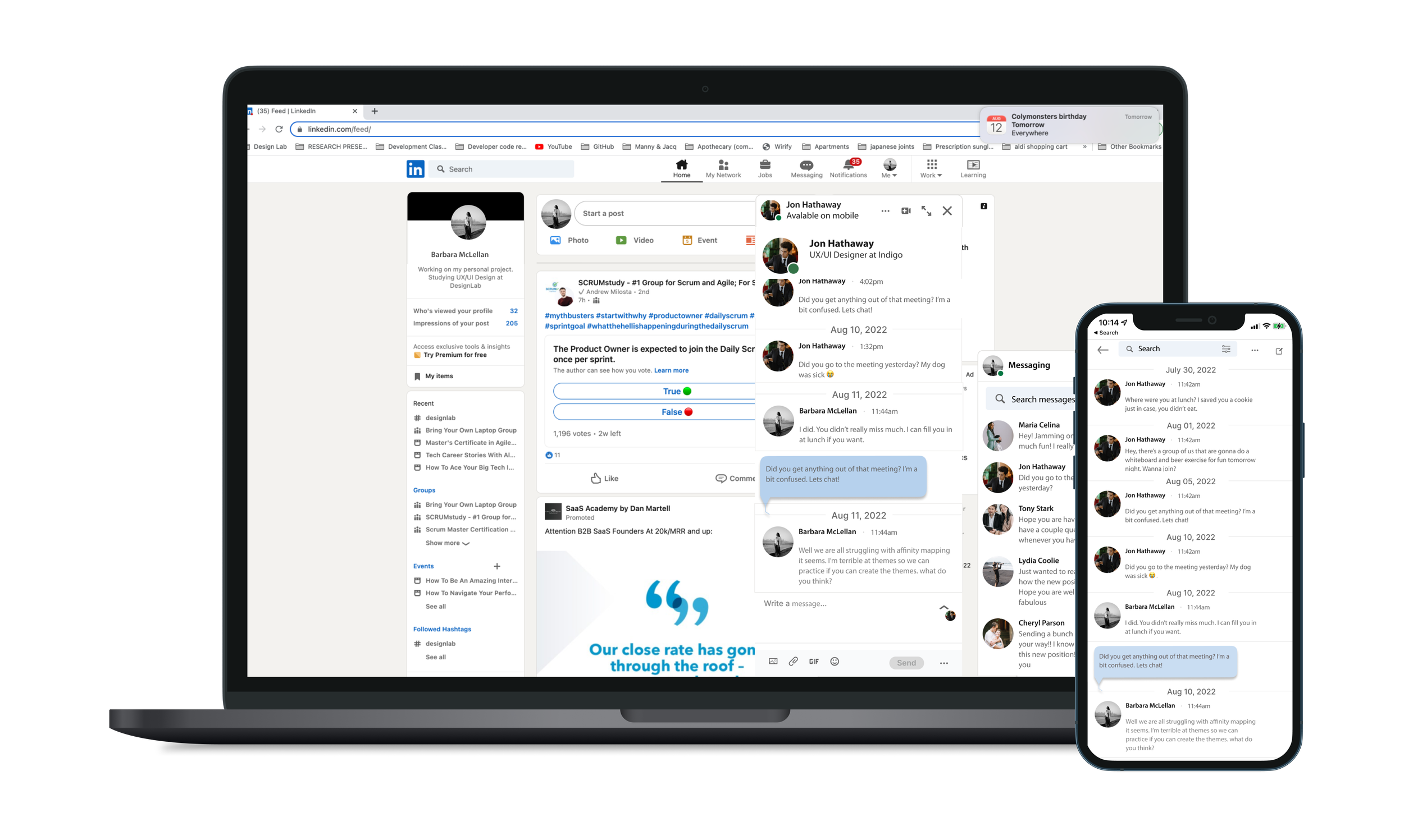 'Add a Feature' to improve an existing application. Linkedin
