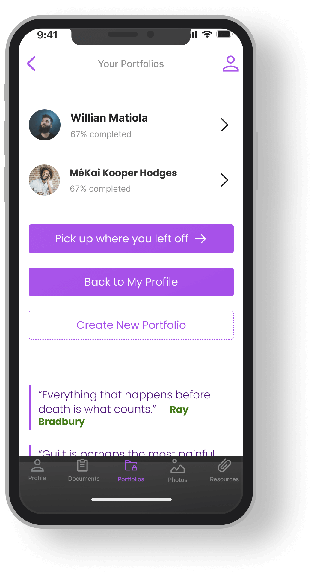 Portfolio Screen- Iteration