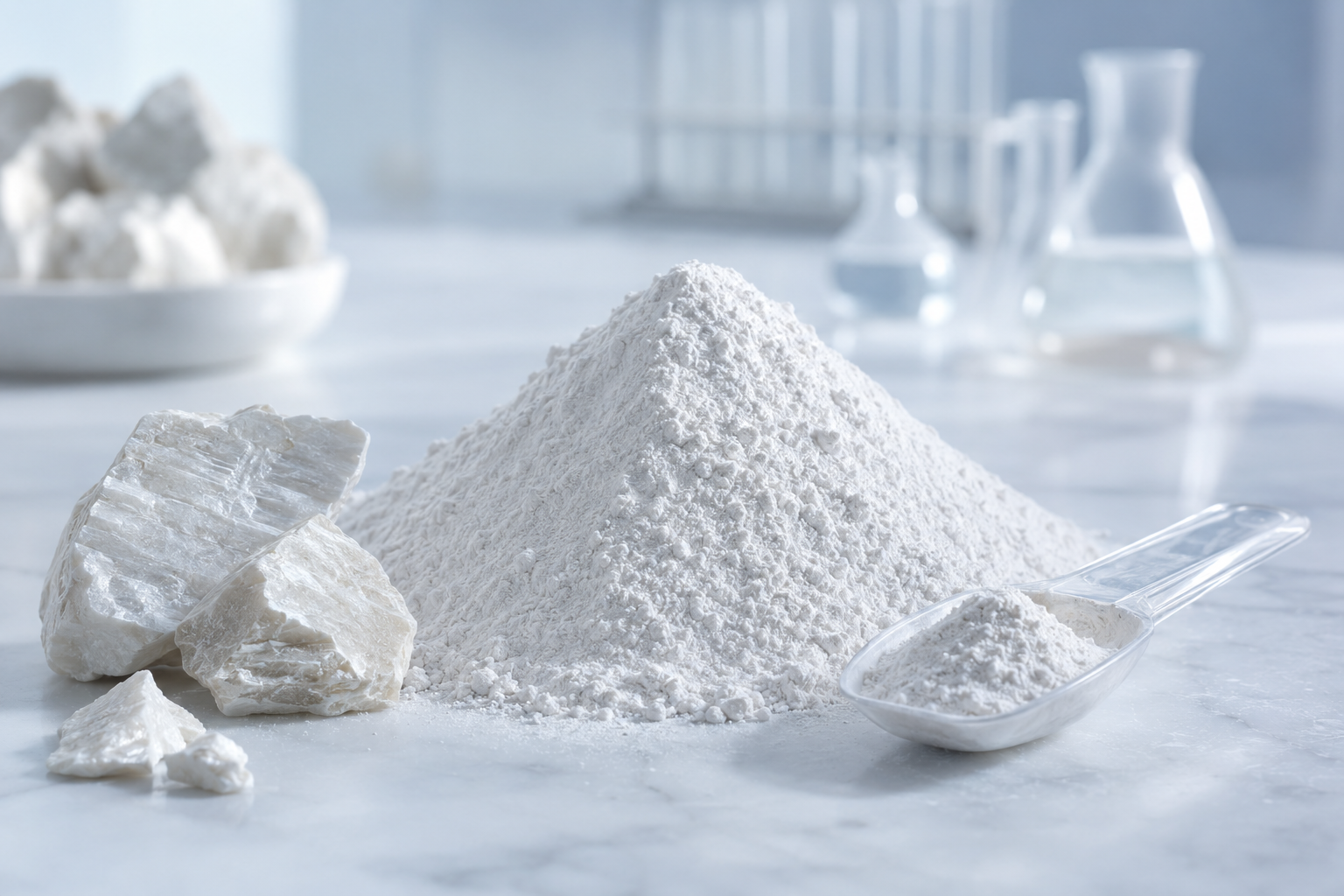 Micronized white talc powder and selected talc mineral from Bharat Mines and Minerals