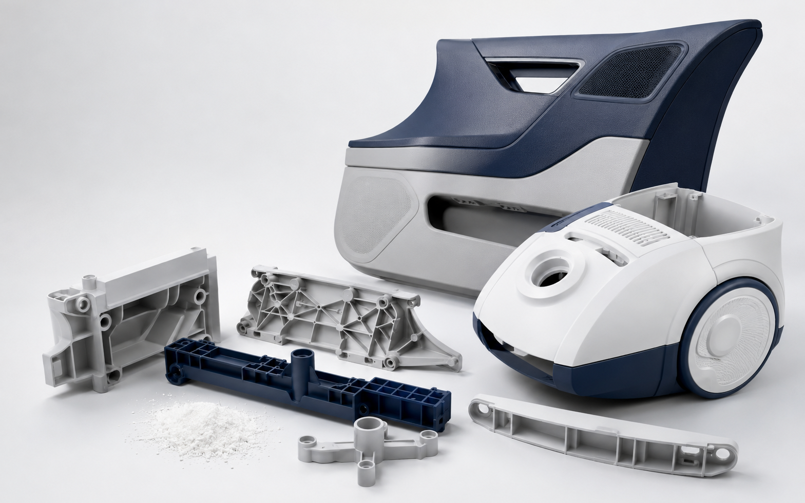 Injection-moulded polypropylene components reinforced with micronised talc