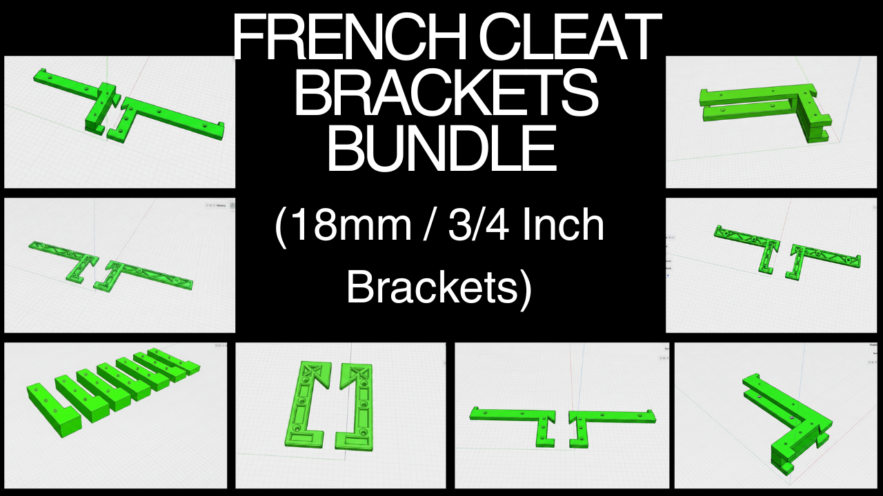 3/4 Inch French Cleat Bracket 3D STL File Bundle