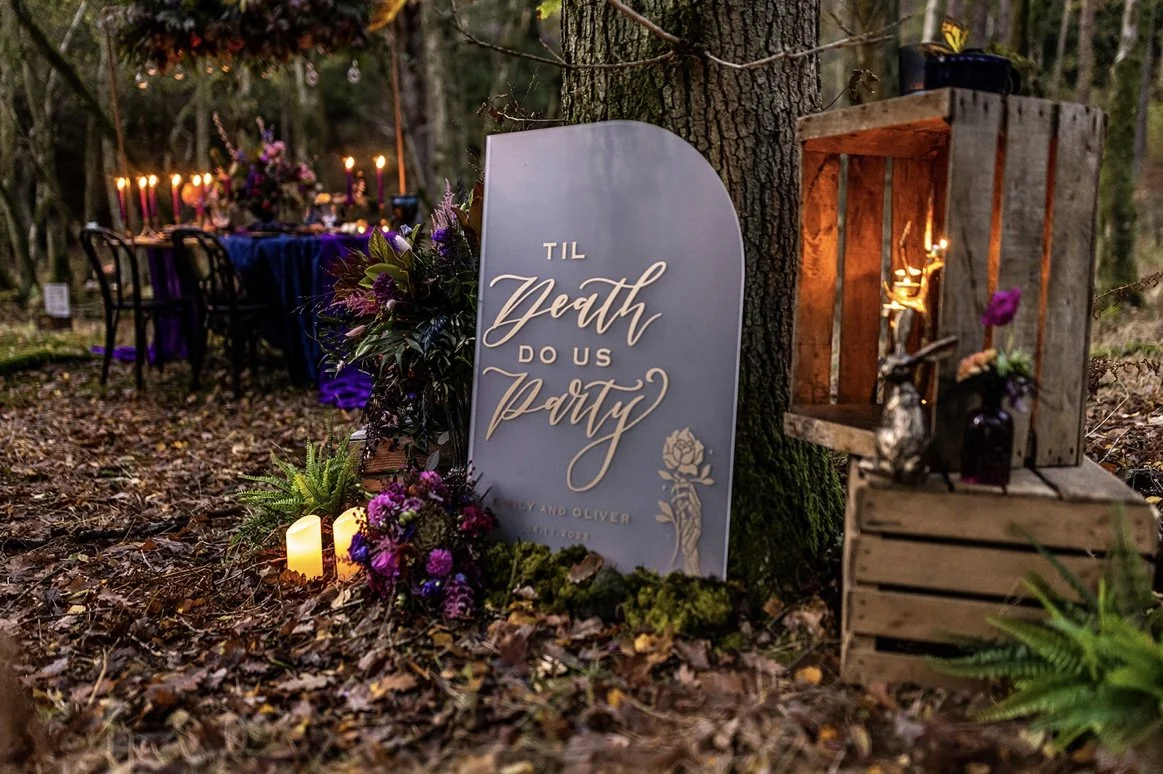 Norfolk wedding half arch sign til death do us party 2023 Norfolk wedding