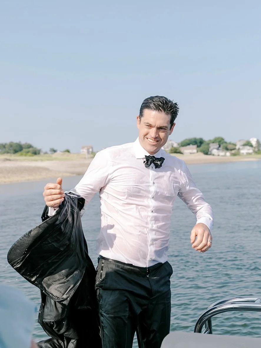 This moment wasn&rsquo;t on the timeline, but easily one of the best moments of the entire weekend. 

After the ceremony, on the boat ride back to the family&rsquo;s private island, Regan&rsquo;s oldest brother made the executive decision to jump str