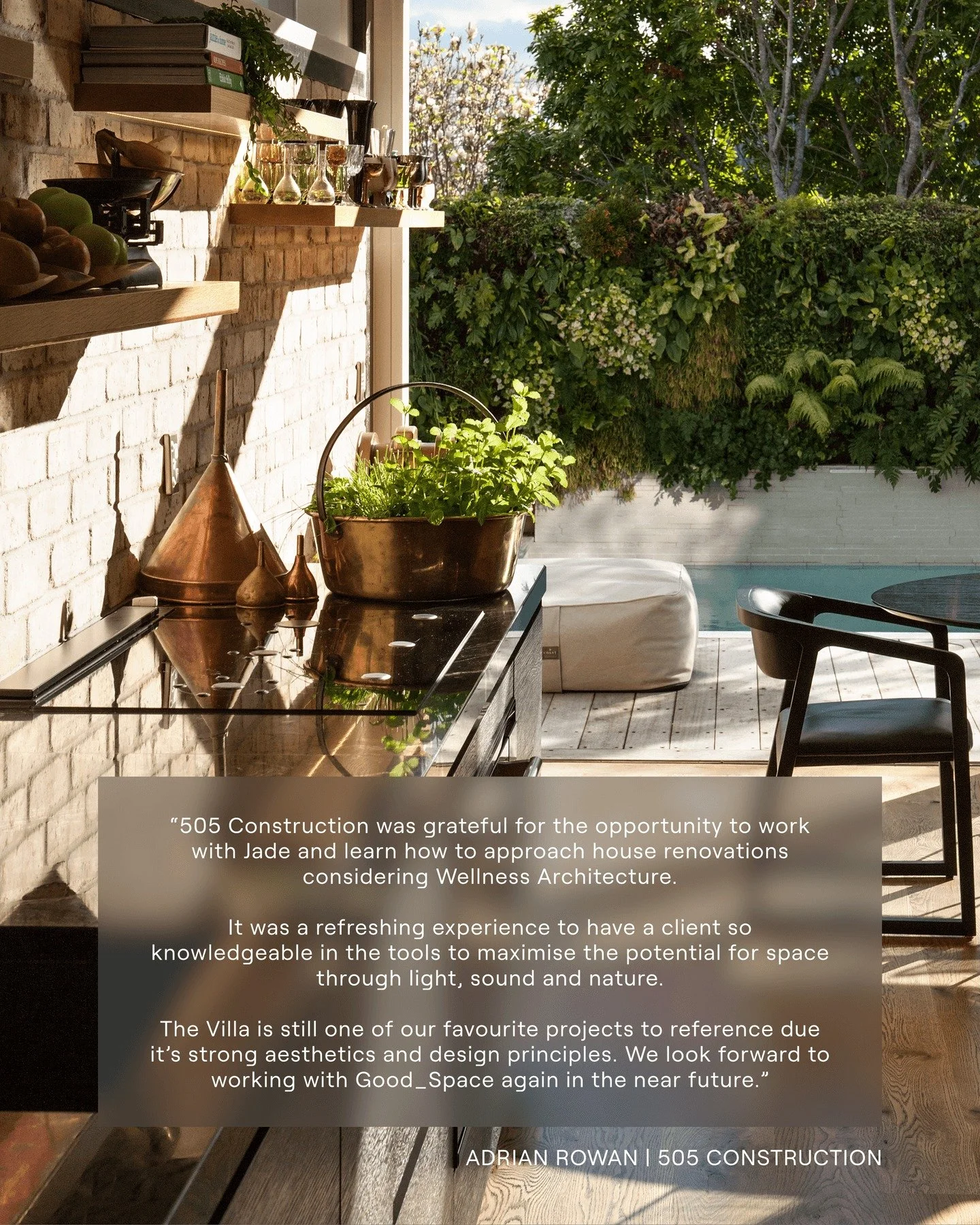 When builders + designers speak the same language, spaces perform differently. Wellness woven into the foundations means you feel it in how the space breathes, how sound moves + how your body responds.

_The Villa
Renovation | Ponsonby

_Featured: 
U