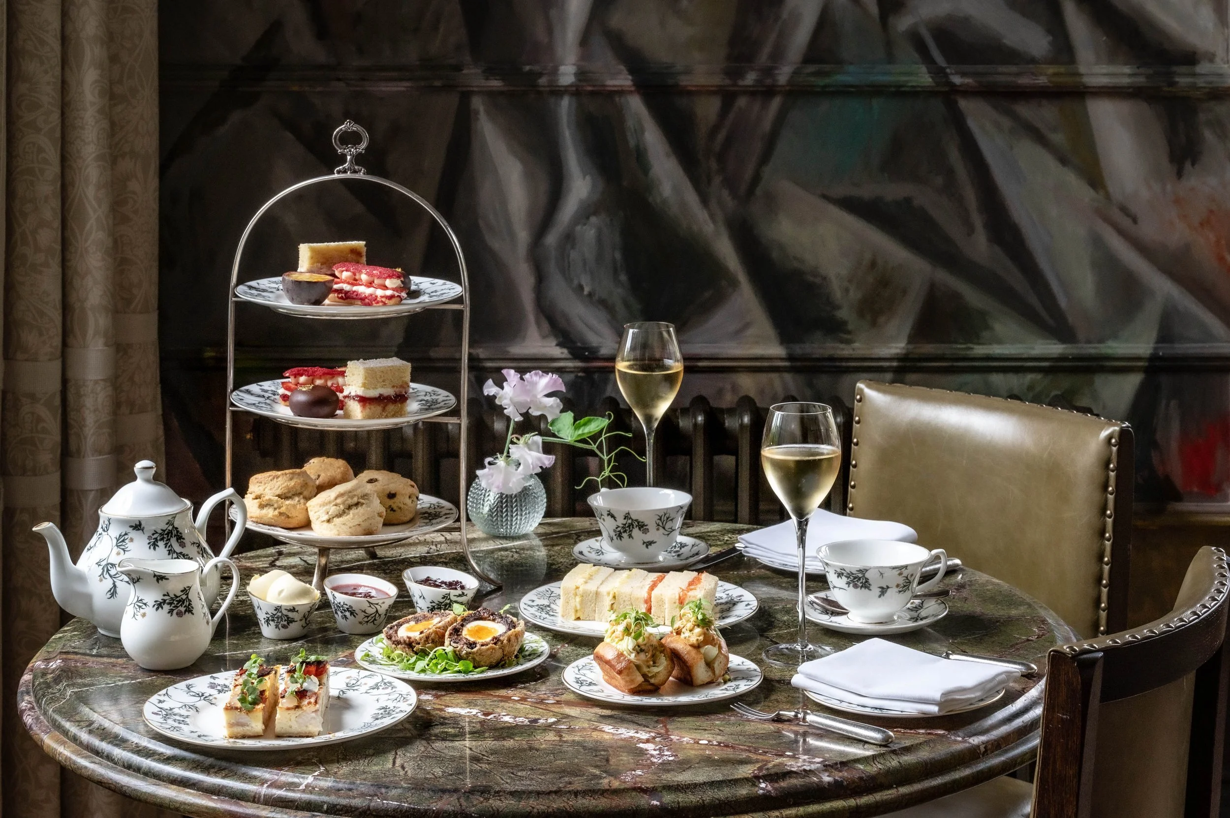 Image of afternoon tea in The Clunie Dining Room at the Fife Arms