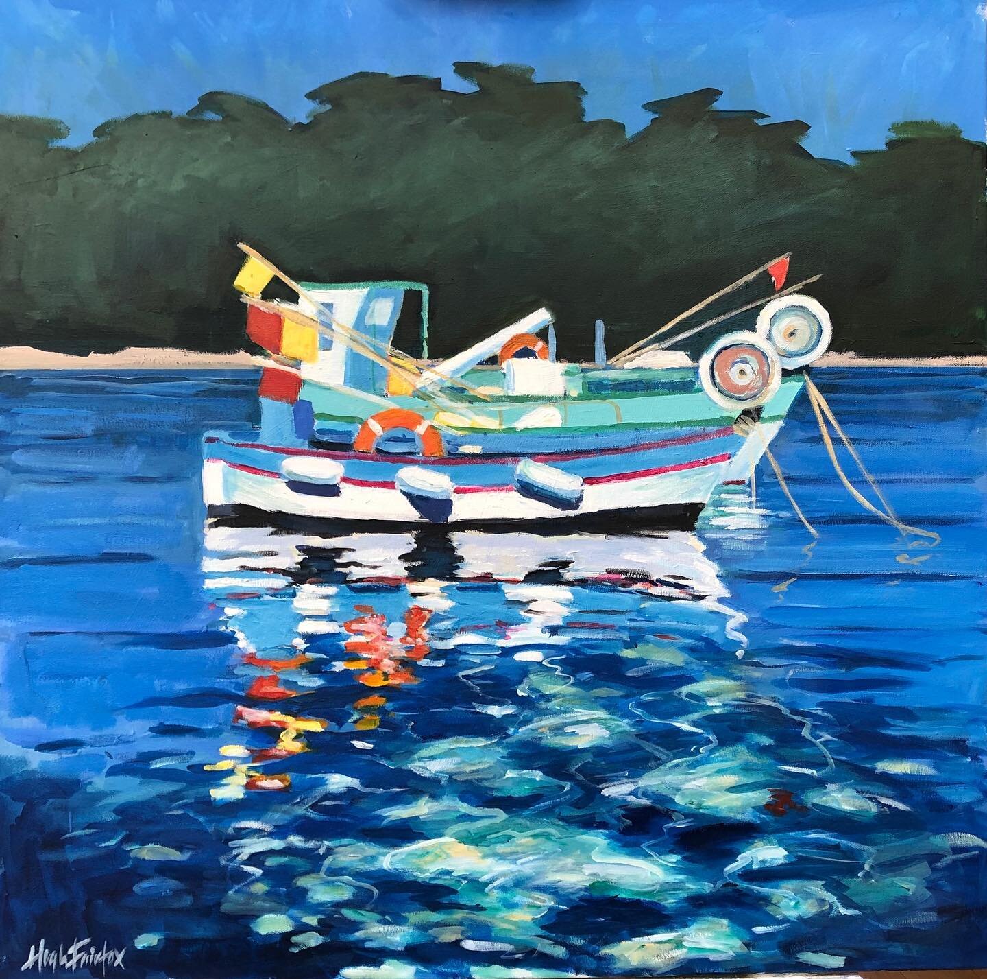 Fishing boats in the South of France #hughfairfaxoriginals #oilpaintings #southoffrance