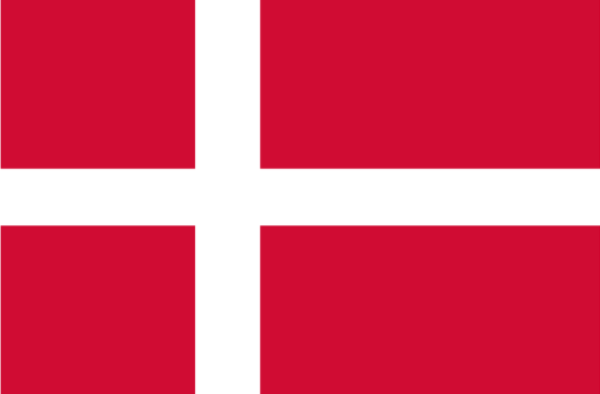 Danish flag with a red background and a white cross.