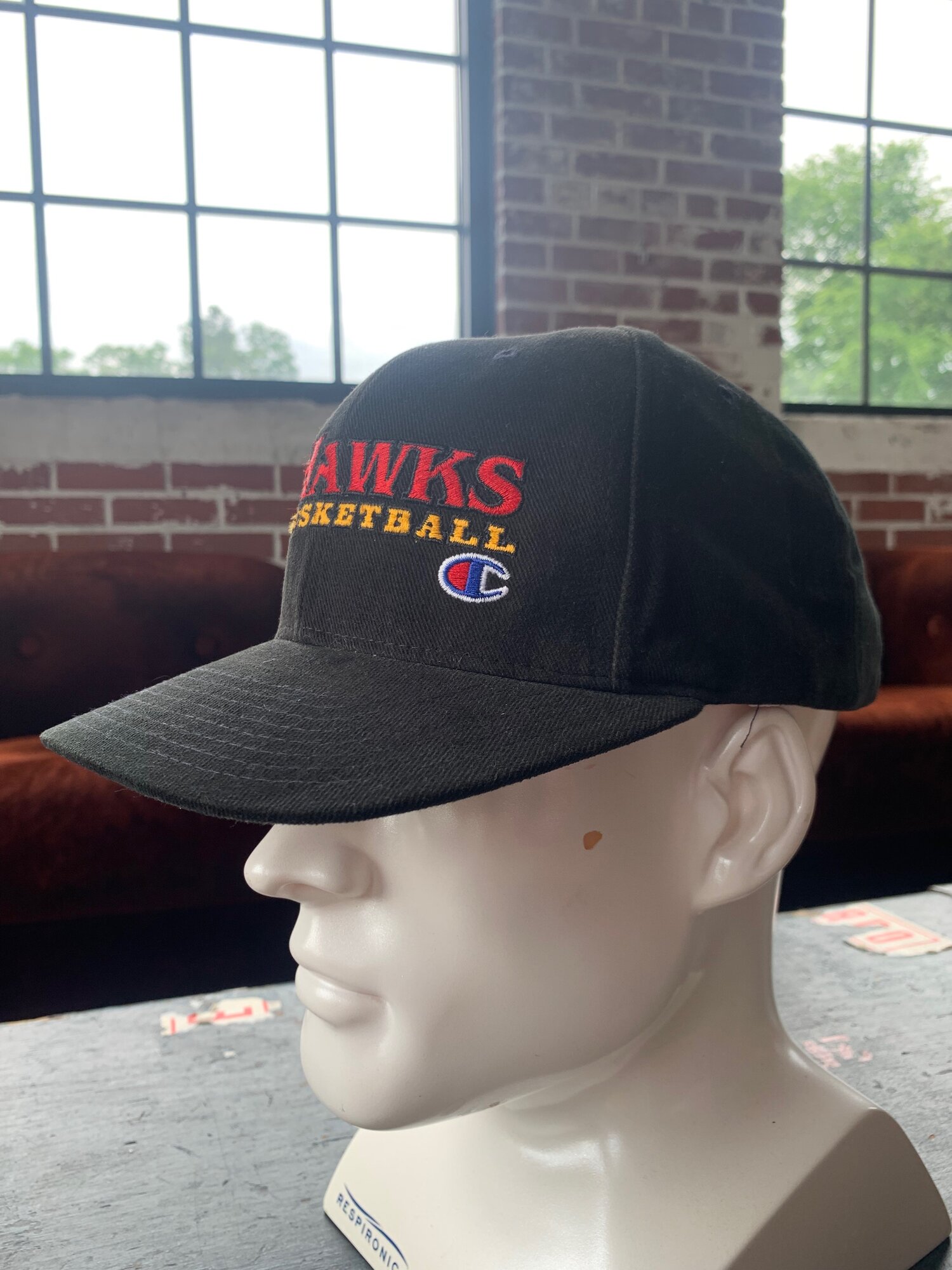 Vintage Atlanta Hawks Pacman Logo Red Snapback Hat by TWINS 90's RARE Cap