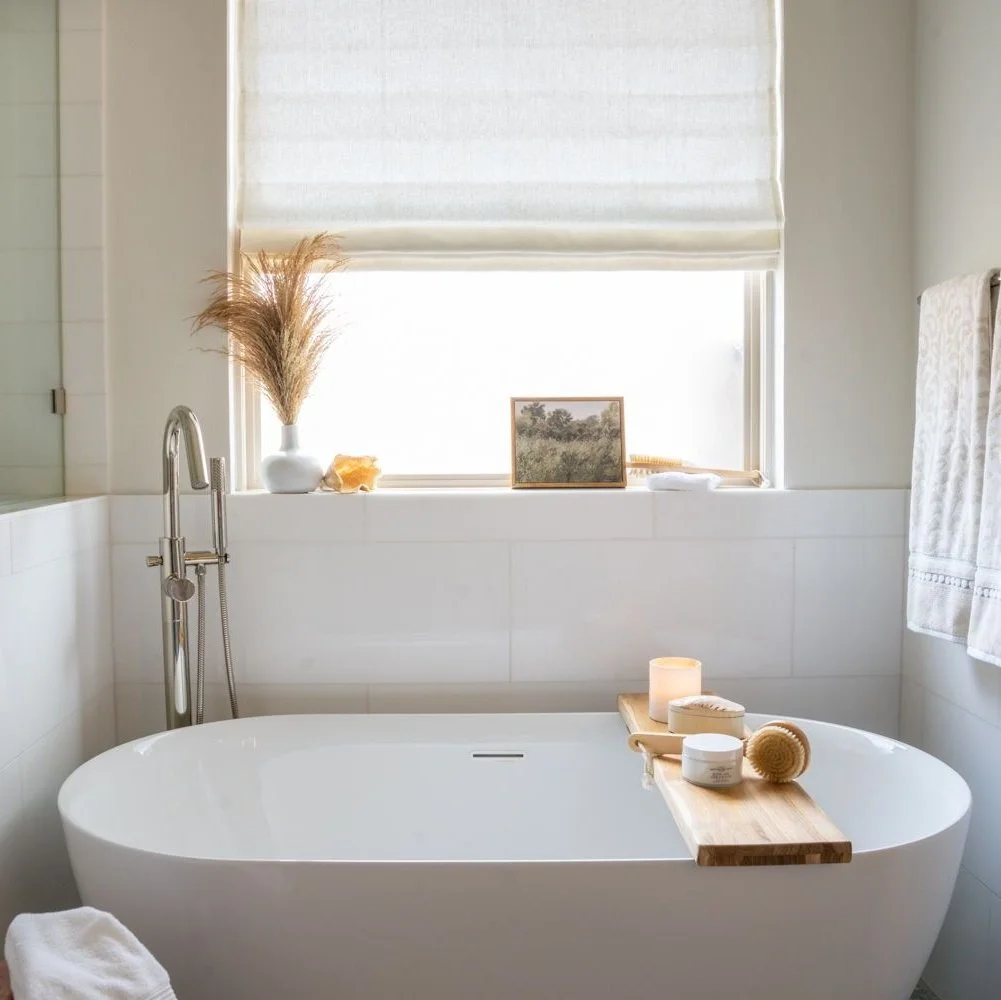 Looking back on this project from 2022, we can't help but continue to love the timeless elegance meets calming simplicity of our Rollingwood primary bathroom.⁣
⁣
Design @parsonsid⁣
⁣
#austininteriordesign #atxdesigner #austininteriordesigner #bathroo