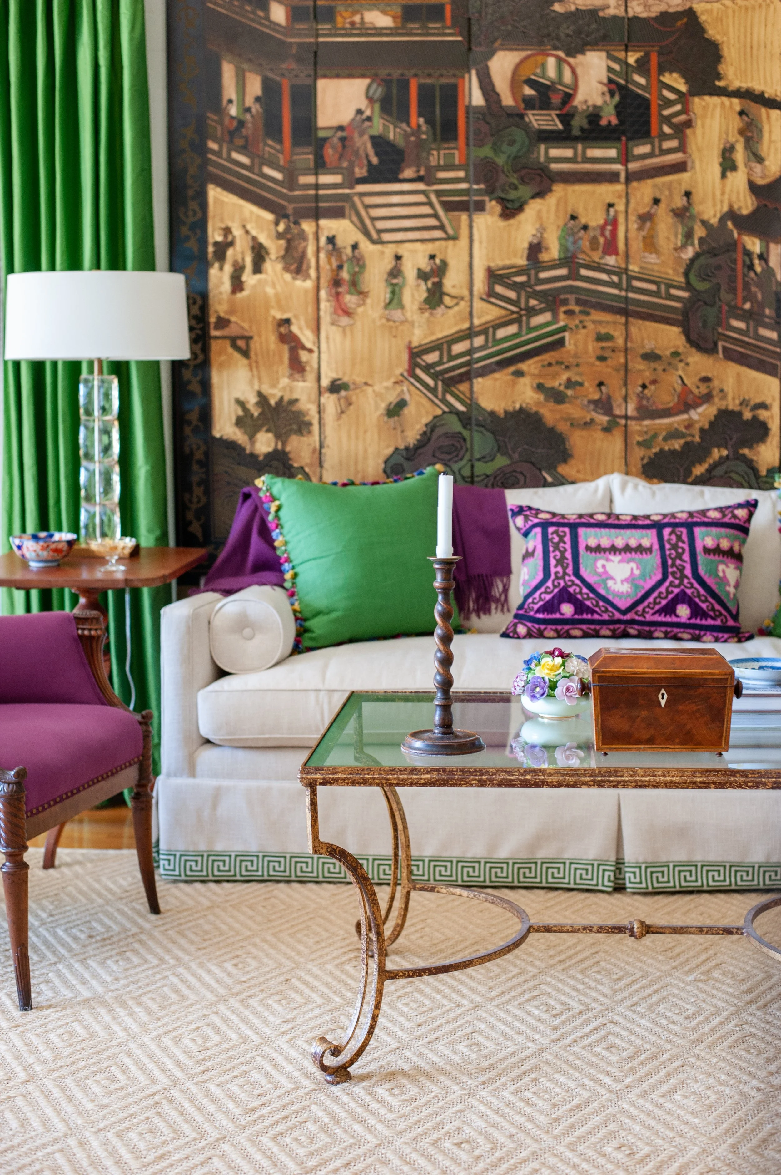 The living room of the Lake Conway remodel project by Gail Barley Interiors, a boutique residential interior decorating and design studio based in Orlando FL