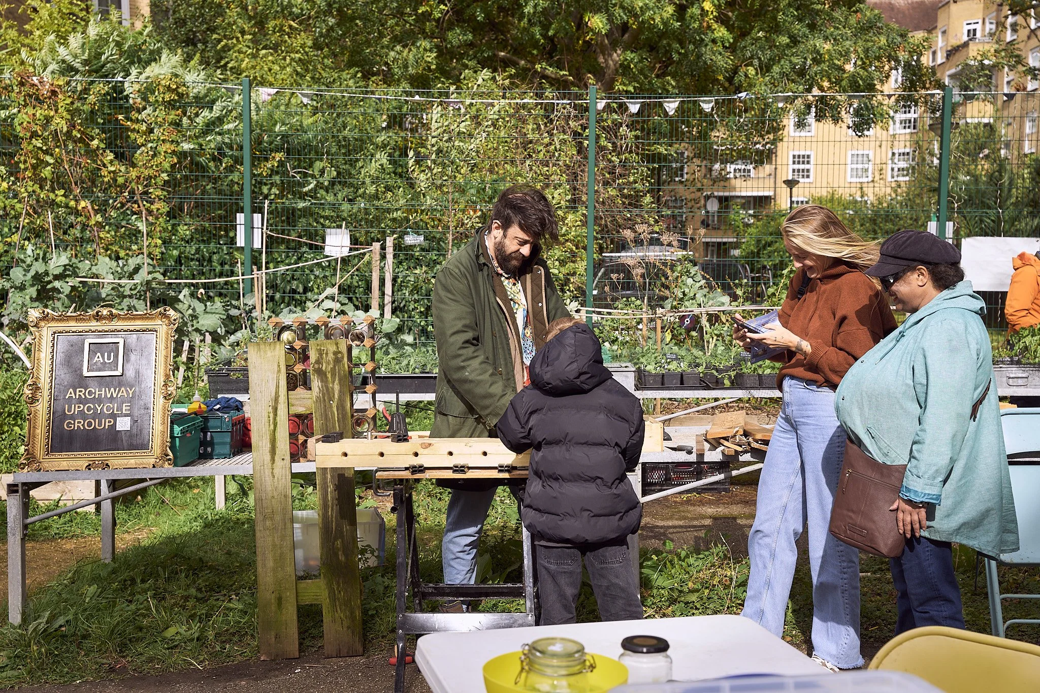 Child making a bird box