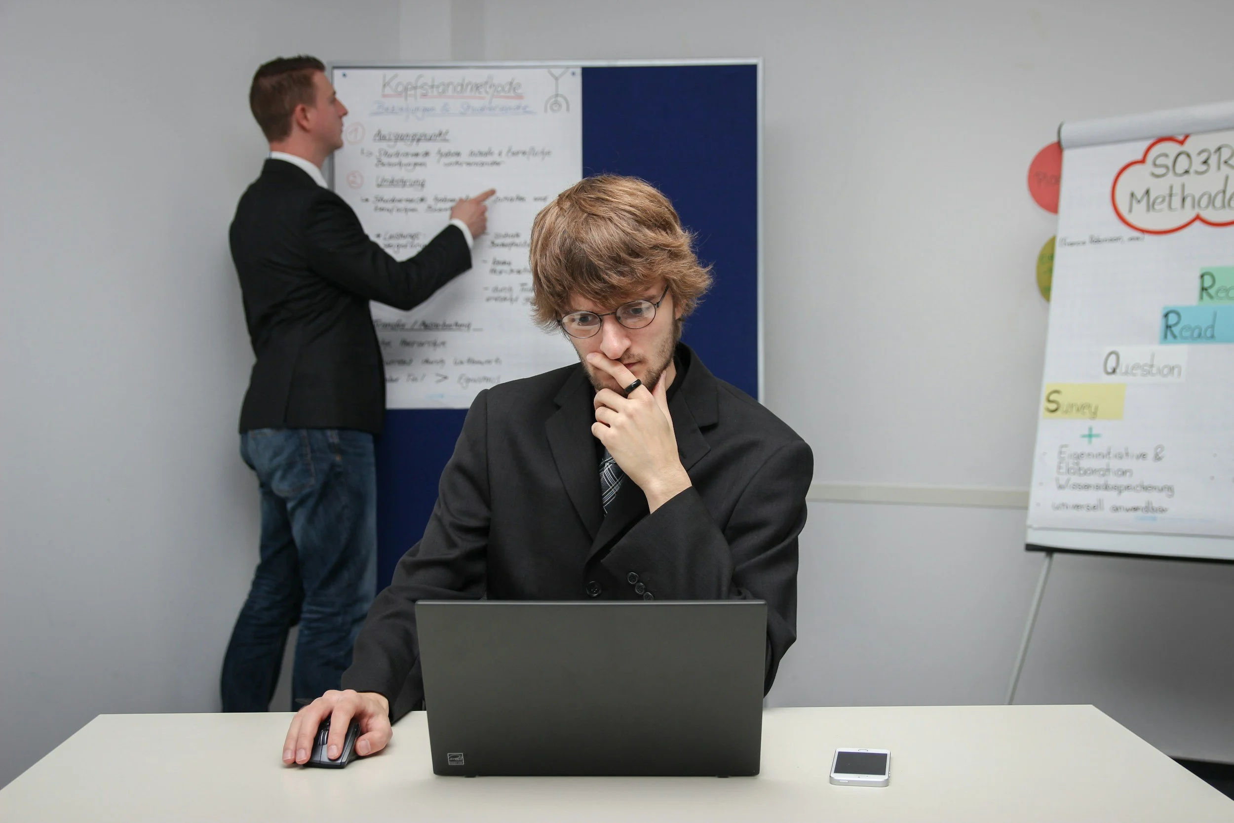 Concentrating on work at a laptop