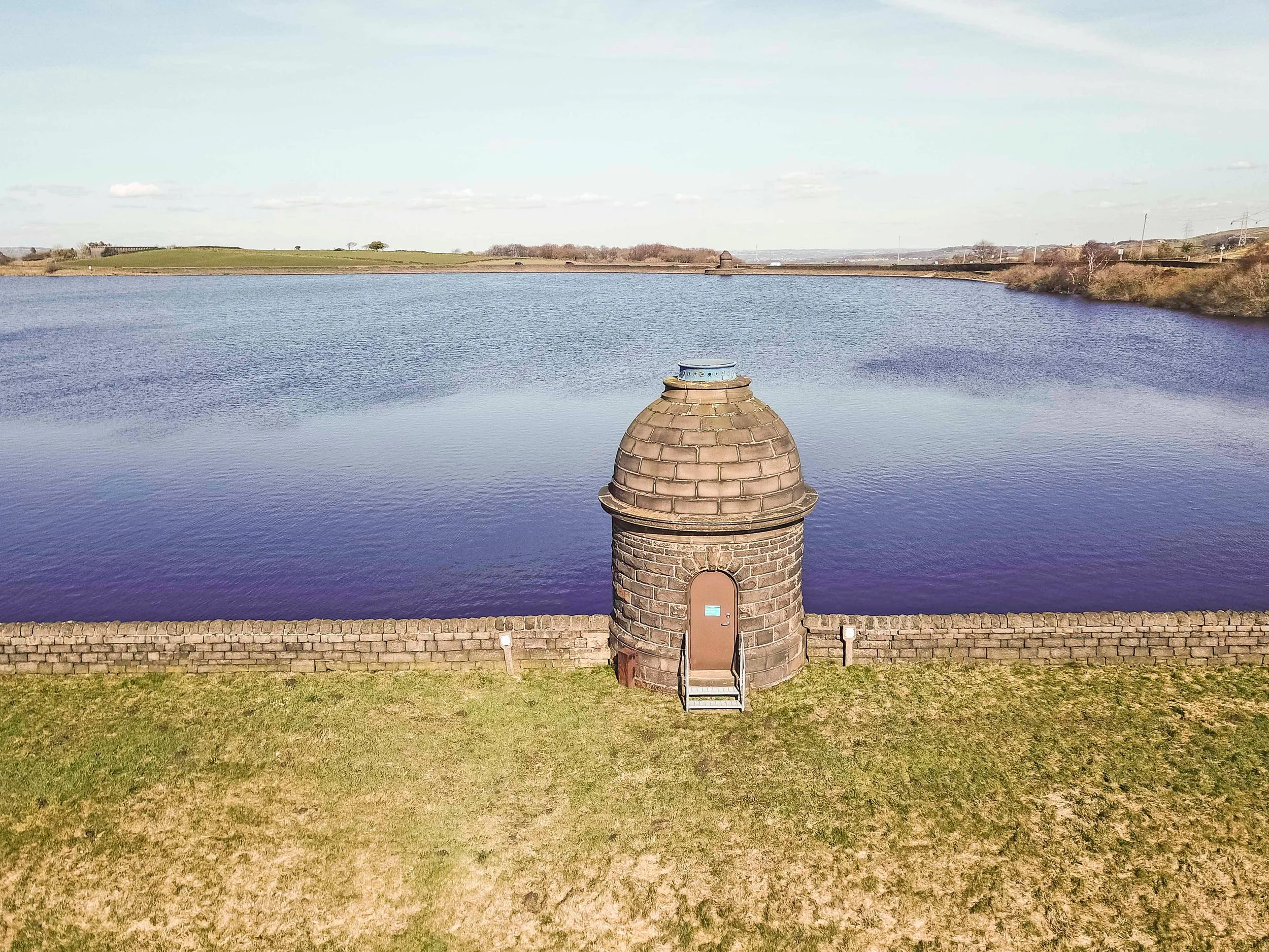 A reservoir extending into the distance