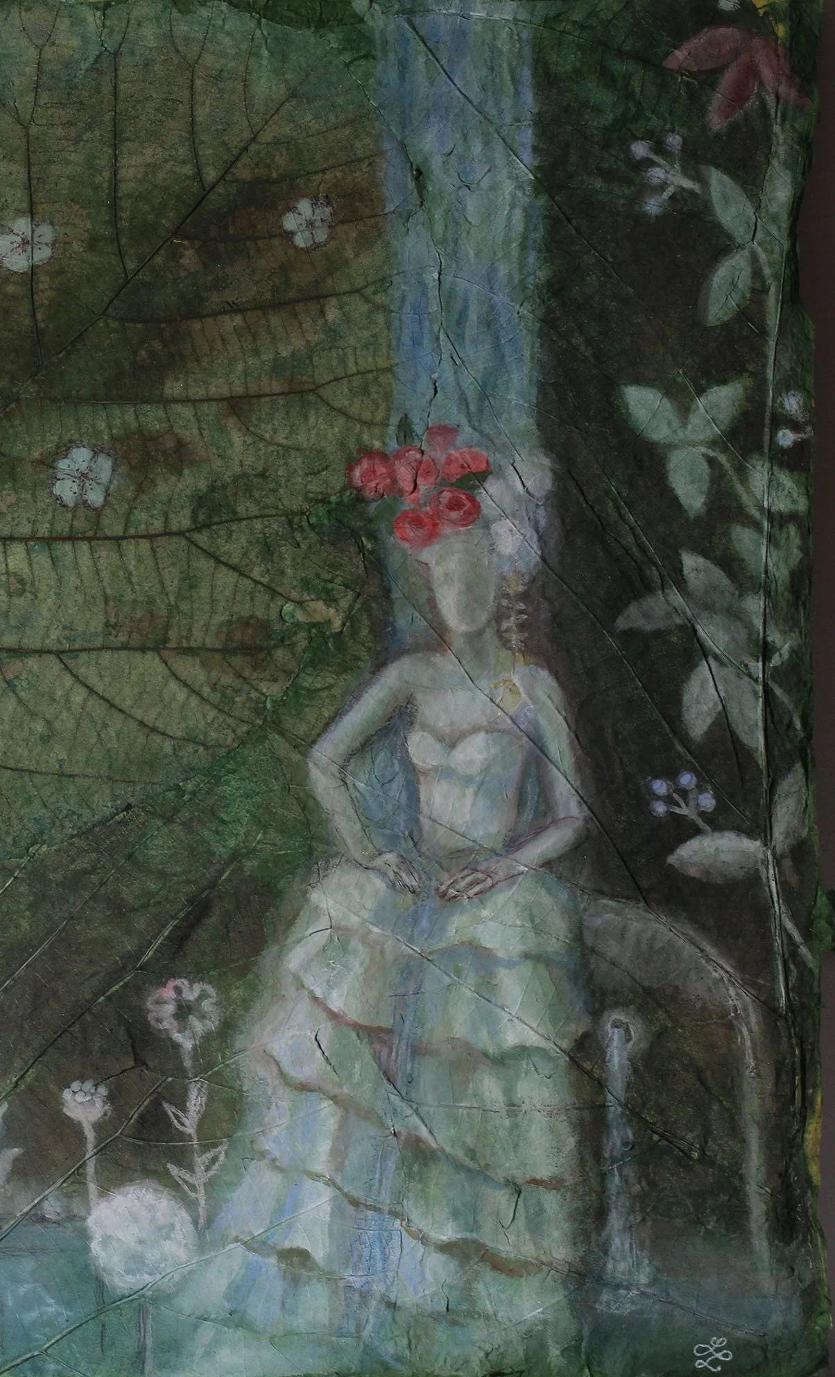 Female figures immersed in water surrounded by healing herbs and botanical elements.