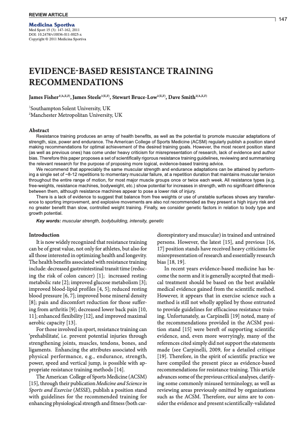 Evidence-Based Resistance Training Recommendations