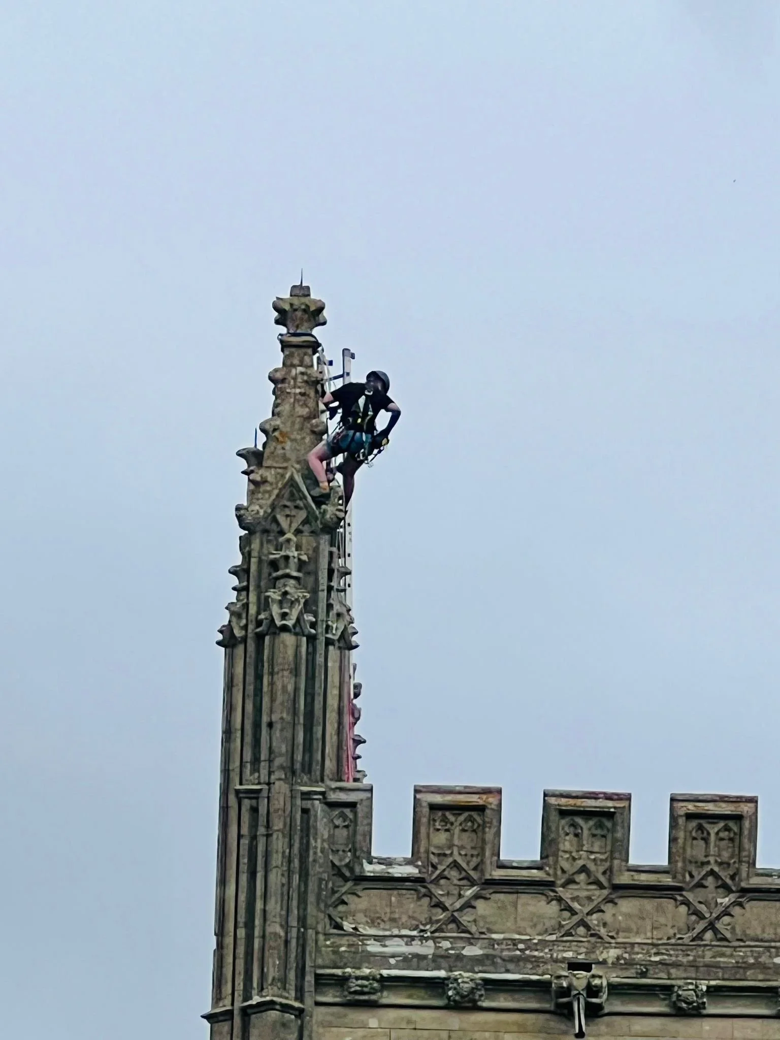 Whiston church in Northamptonshire receiving a survey to their tower pinnacles.