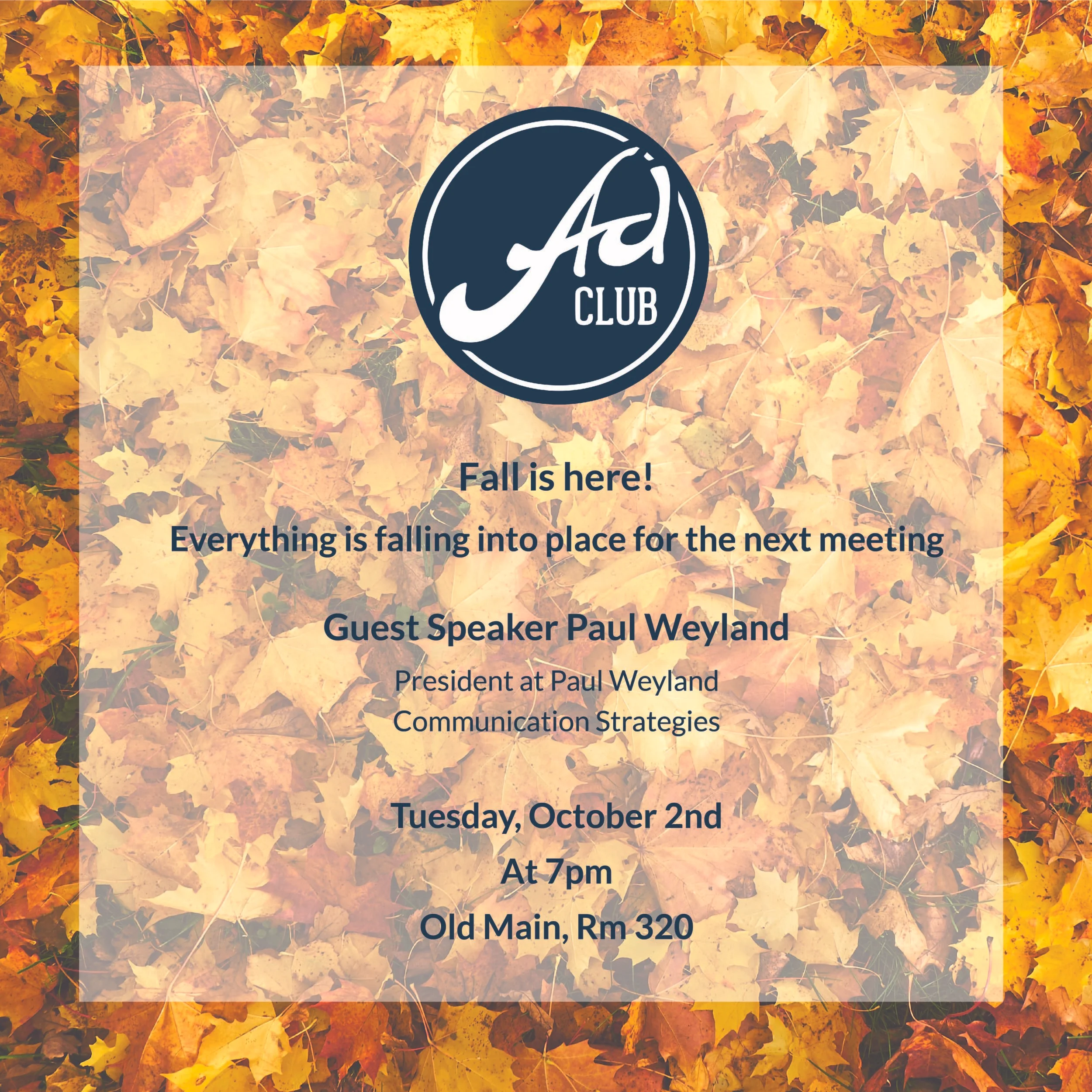 Meeting Tuesday, October 2nd at 7 pm