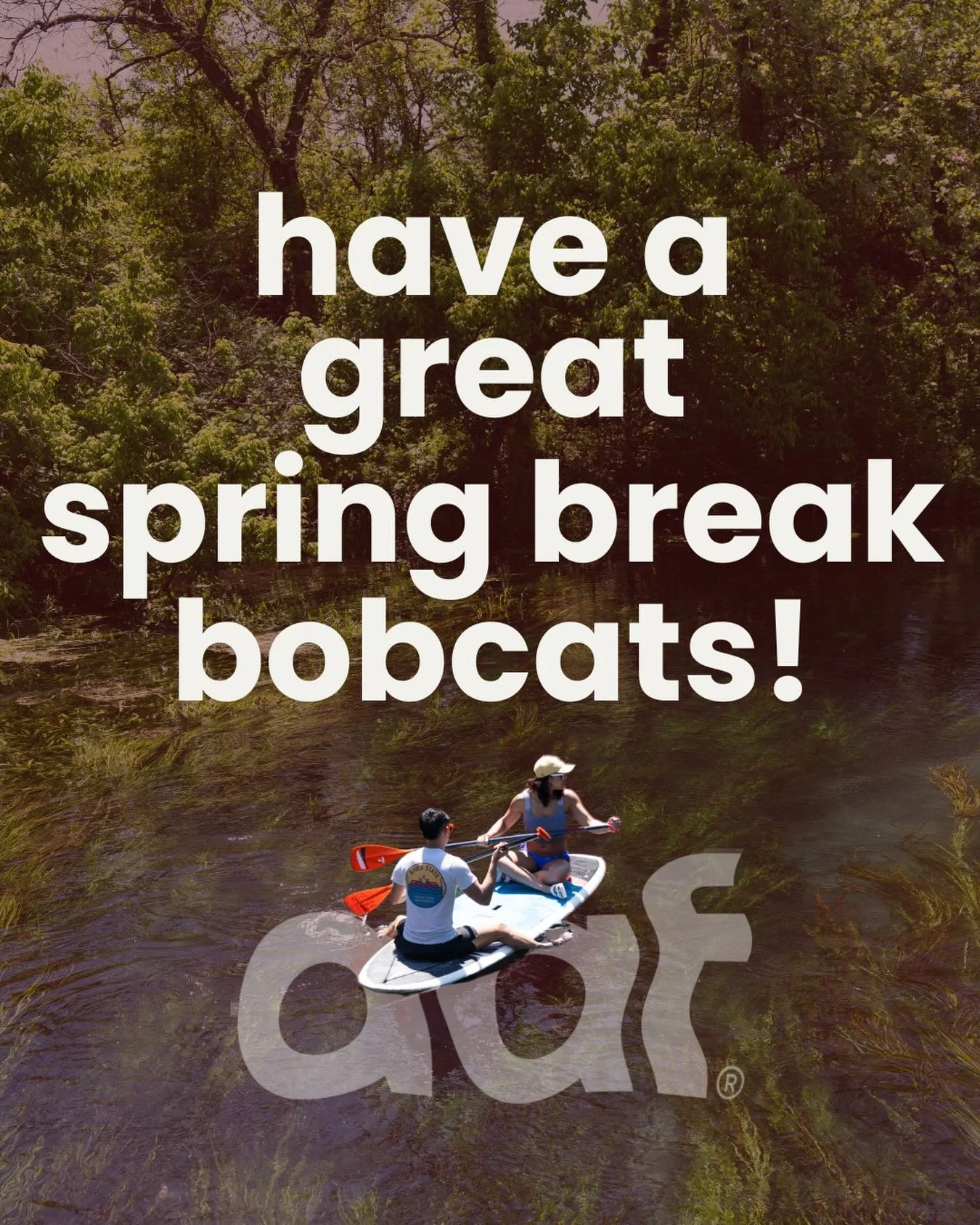 Wishing everyone a happy spring break! 🌞Be safe and enjoy y&rsquo;all&rsquo;s time off we will see everyone again next week!

#aaf #aaftxst #txstsjmc