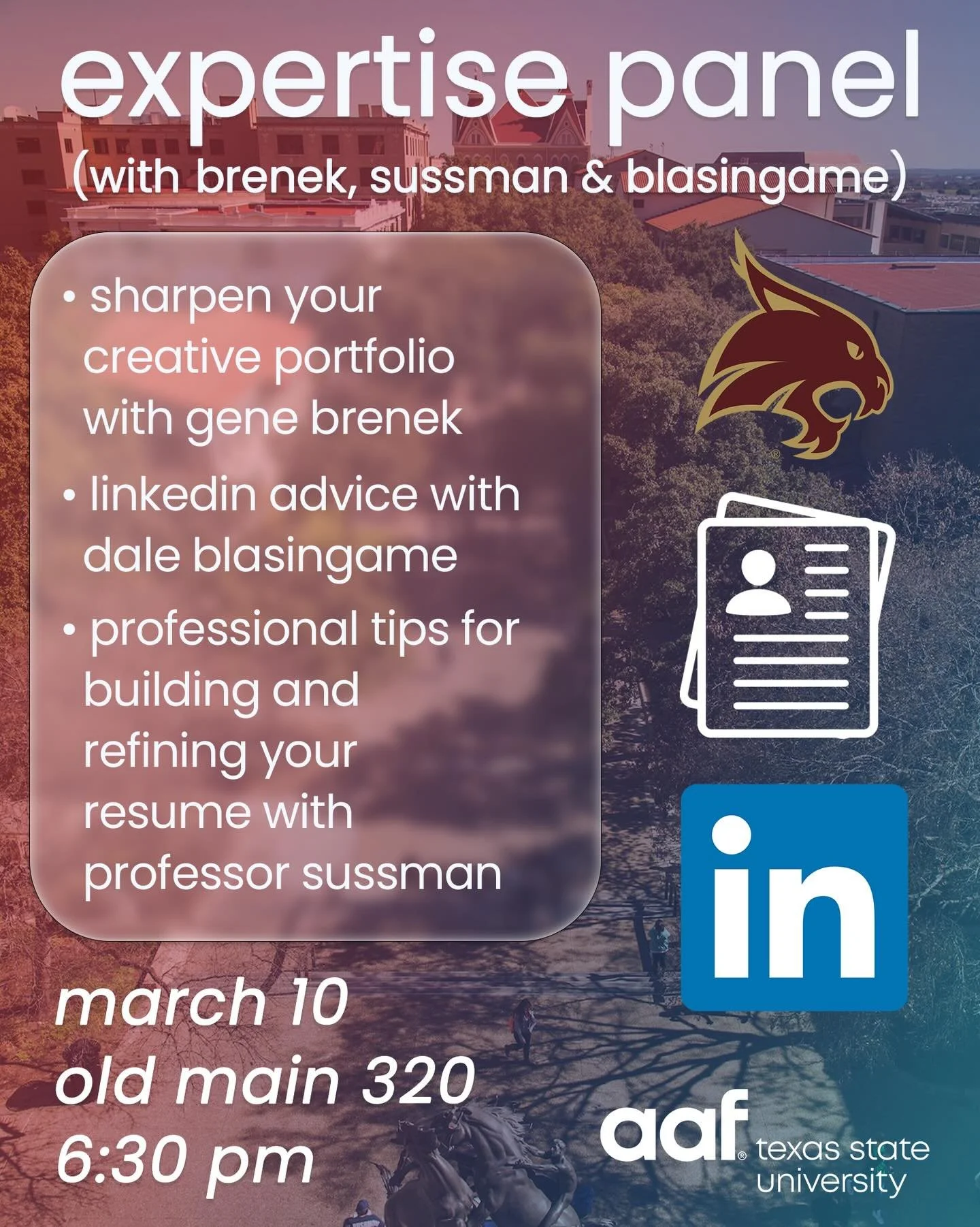 Join us for an evening dedicated to elevating your professional presence.

Our Expertise Panel will provide practical insights on:
&bull; Strengthening your creative portfolio
&bull; Optimizing your LinkedIn profile
&bull; Building and refining a com