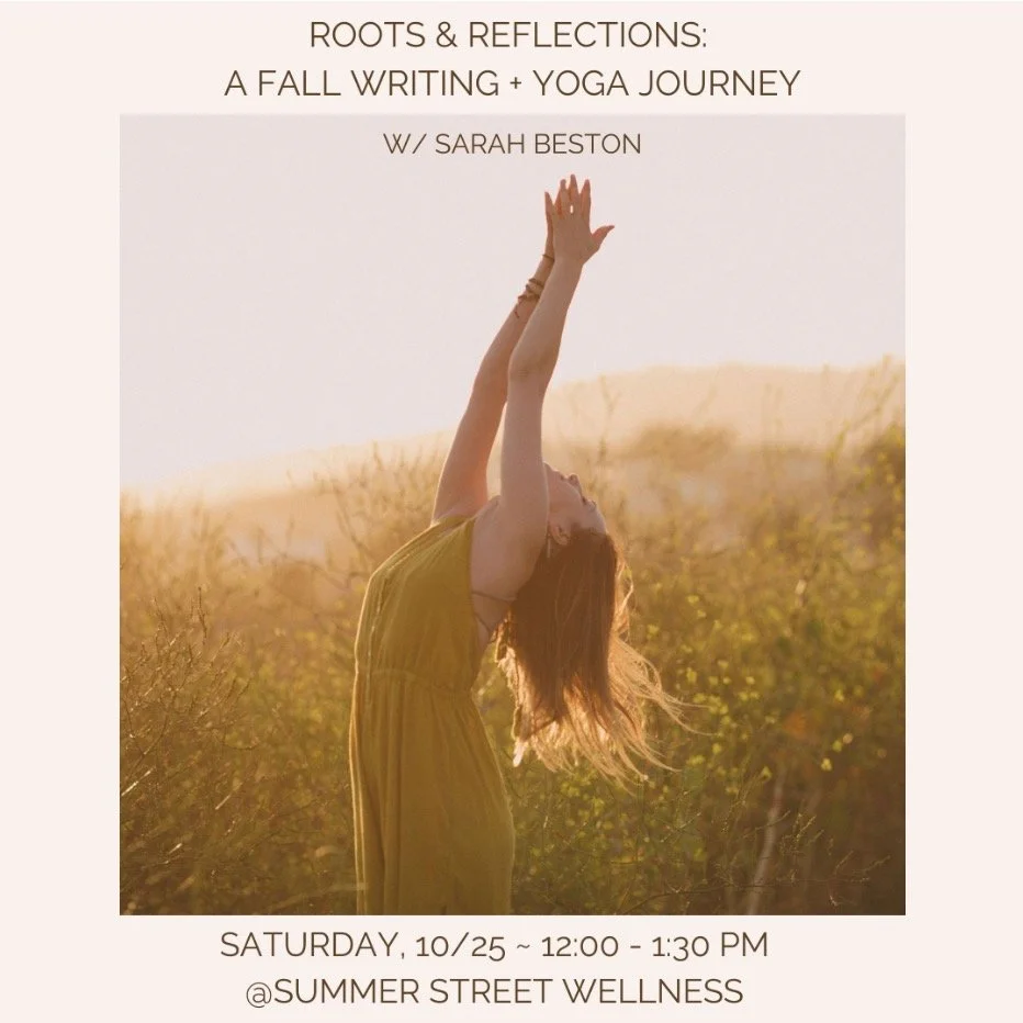 ✨ Roots &amp; Reflections: A Fall Yoga &amp; Writing Journey 

Where movement meets creativity.

Join Sarah Beston for a nourishing 90-minute workshop blending embodied flow, sound, and creative expression. 

🌿We&rsquo;ll begin with a grounding Viny