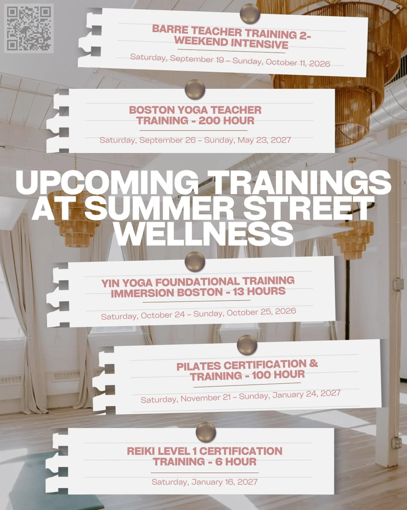 Big things are on the calendar. ✨

New trainings and certifications are coming to Summer Street Wellness &mdash; check out the options and dates, then head to our site or the MindBody app to save your spot.

Questions? Send us a DM. 🤍

#bostonwellne