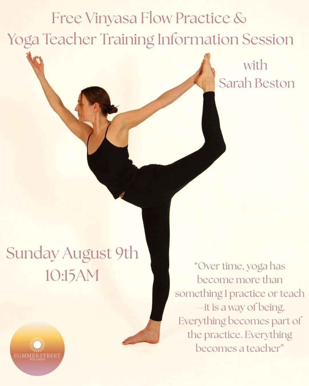 Ahead of the start of our Yoga Teacher Training in September, we&rsquo;re opening our mats for something special. 💌

This FREE Vinyasa Flow with @Sarah doubles as an info session for our 200-Hour Yoga Teacher Training starting this September &mdash;