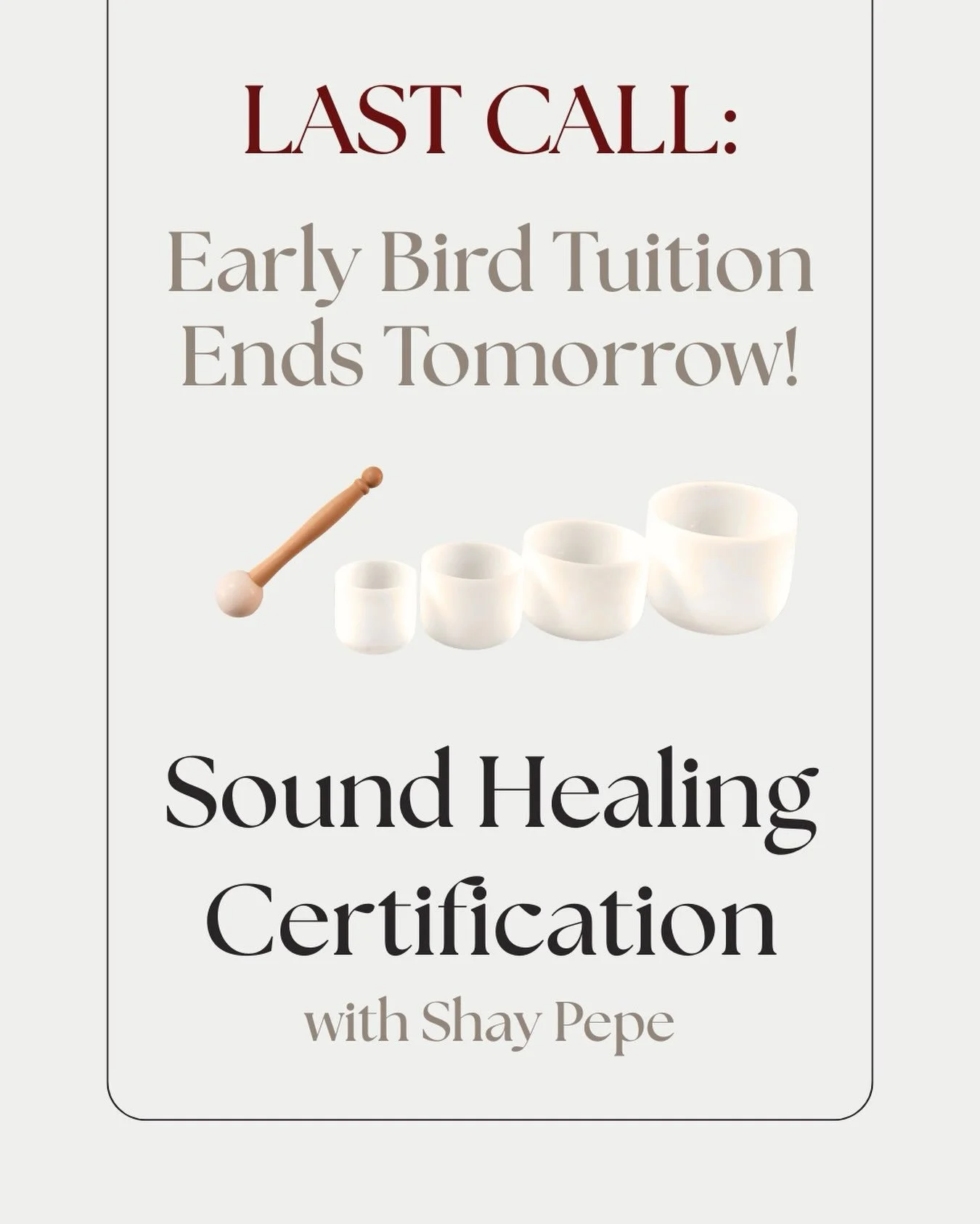 Early Bird Pricing: Sound Healing Certification with Shay Pepe. Sign up now! ✨😌