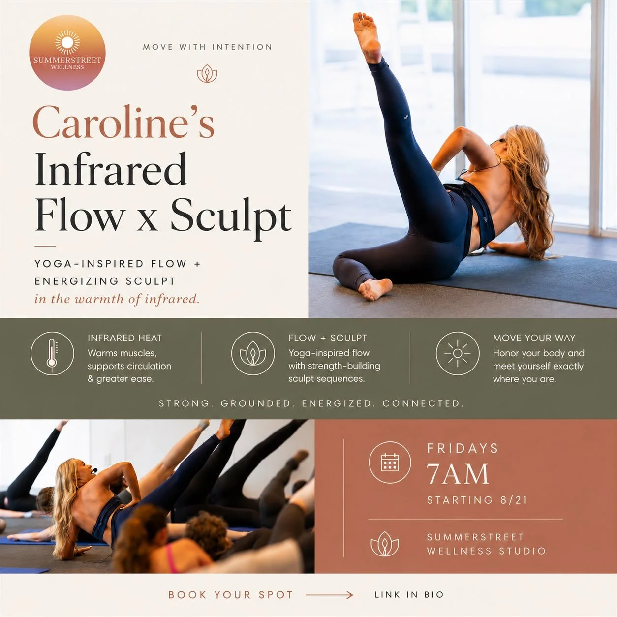 Exciting News! We have added a NEW Friday class to the schedule✨

Join Caroline&rsquo;s Infrared Flow x Sculpt &mdash; a yoga-inspired flow + energizing sculpt class in the warmth of infrared.

🧘&zwj;♀️ Fridays at 7 AM
📅 Starting THIS Friday, Augus