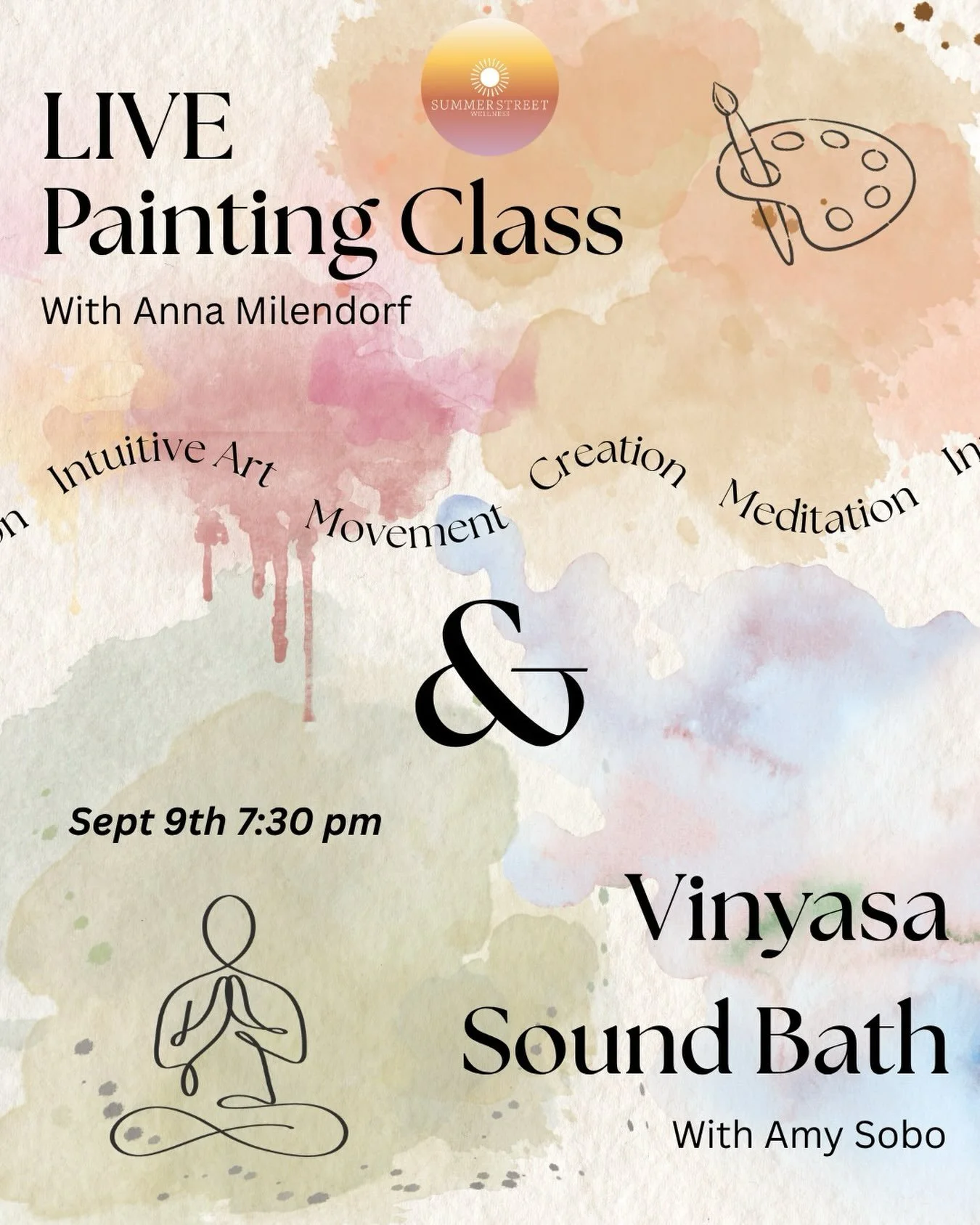 Flow &amp; Paint 🎨✨ with artist Anna Milendorf

Join us Wednesday, September 9th for an evening of movement, creativity, and sound.

As we move through an intentional Vinyasa flow, artist Anna Milendorf will intuitively capture the energy of our mov