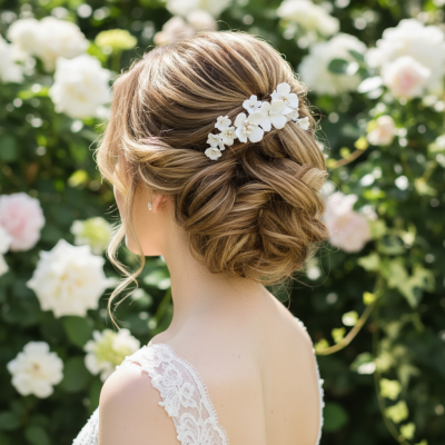 ATHENA COLLECTION - STARLET FLORAL BEAUTY HAIR COMB - HC286 SILVER