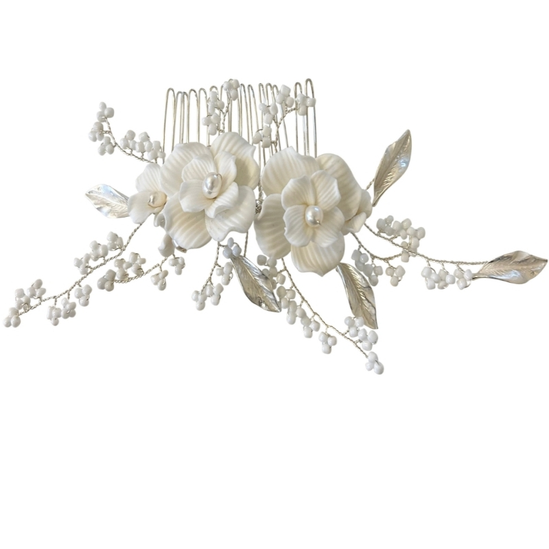 ATHENA COLLECTION - ENCHANTED BRIDAL COMB - HC291 -SILVER
