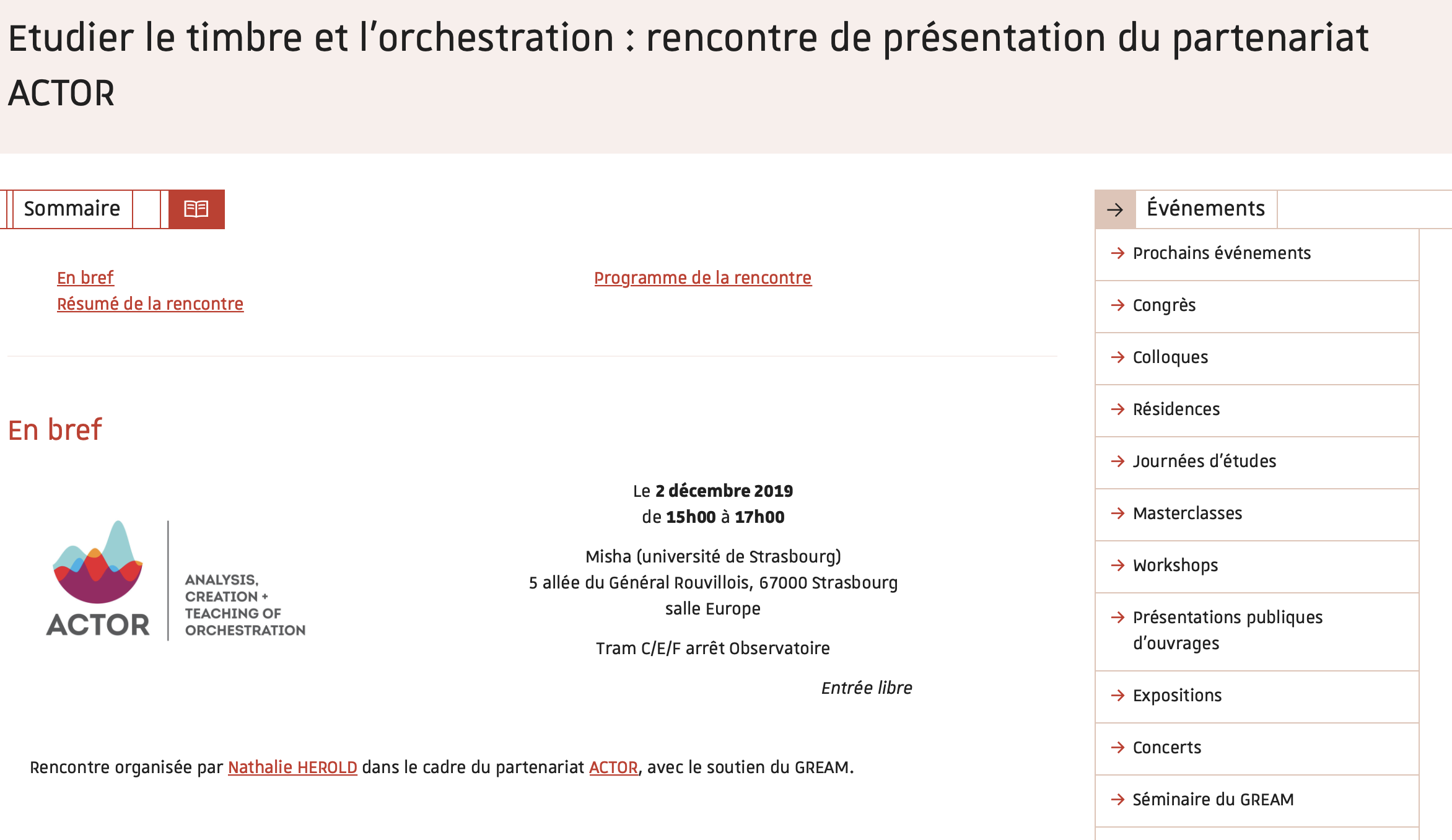 Étudier le timbre et l'orchestration: rencontre de présentation du partenariat ACTOR