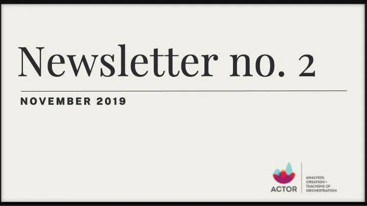 Newsletter no. 2