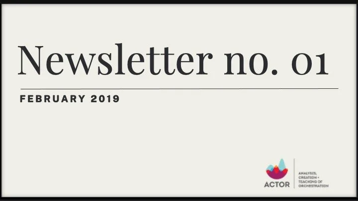 Newsletter no. 1
