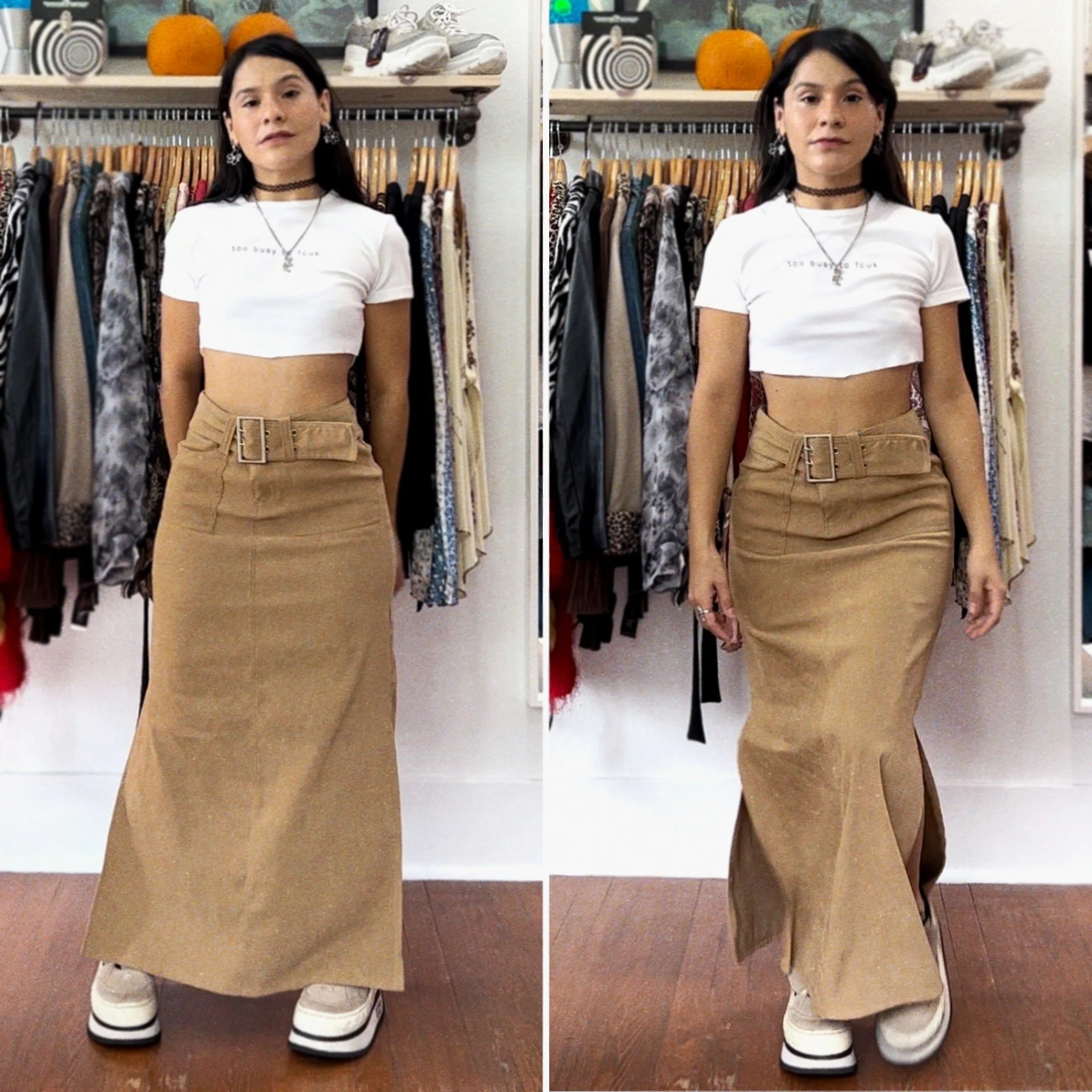 vintage boho long belted skirt by Tracy Evans
