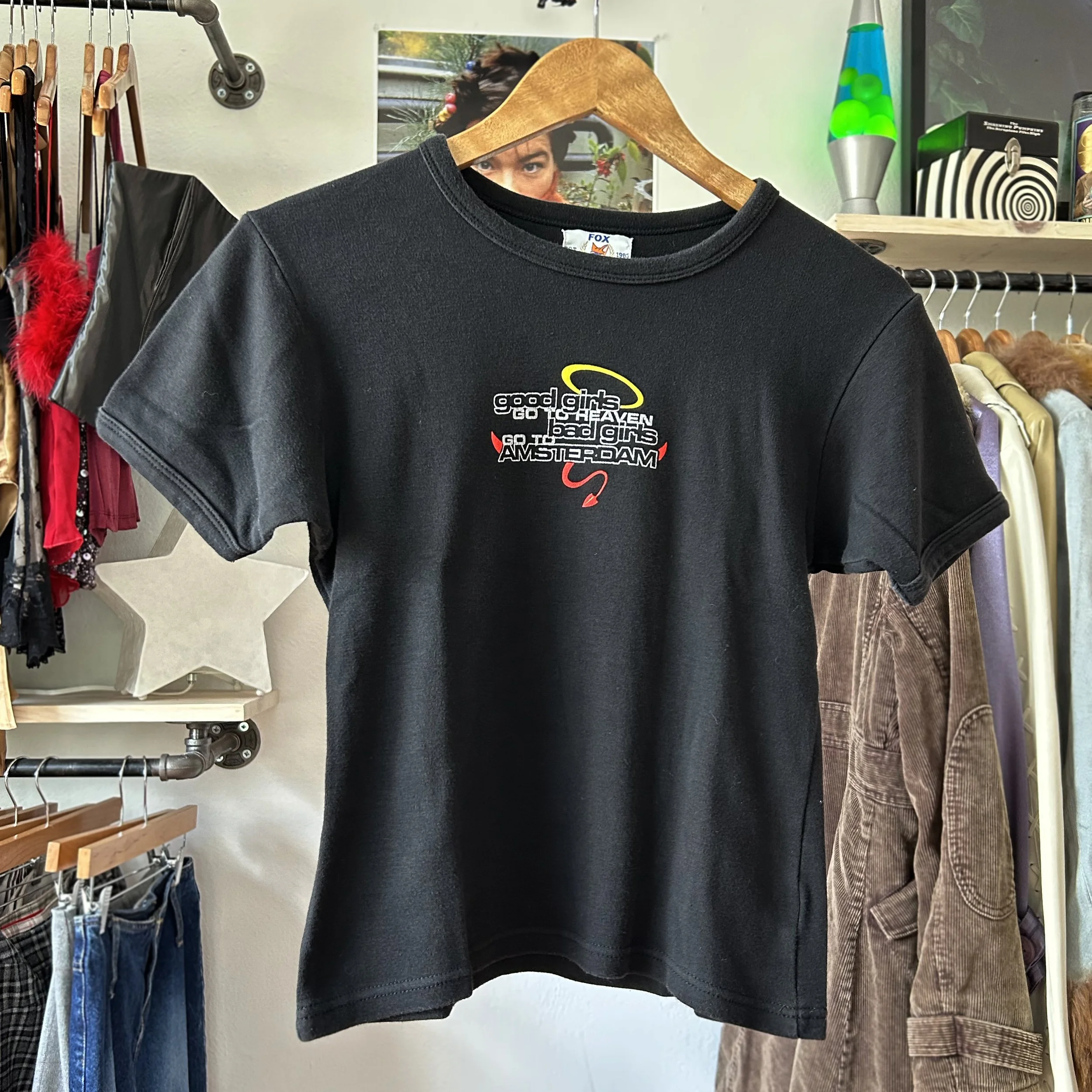 90s y2k good girl bad girl Amsterdam graphic top // medium