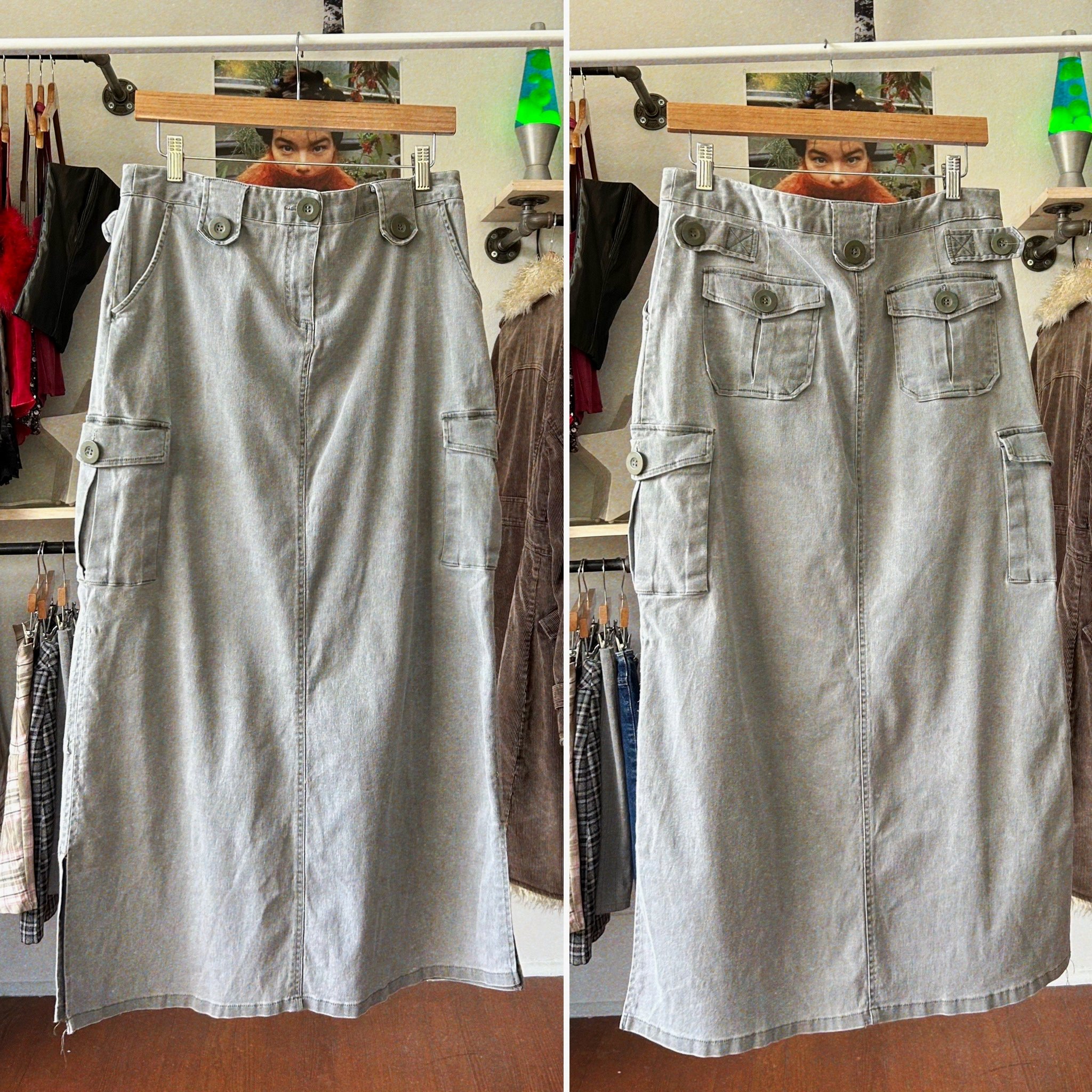 vintage 90s y2k green long skirt by No Boundaries // large