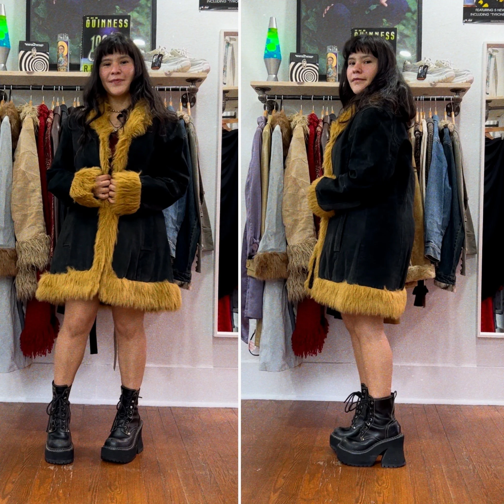 90s y2k black afghan penny lane coat // small-medium