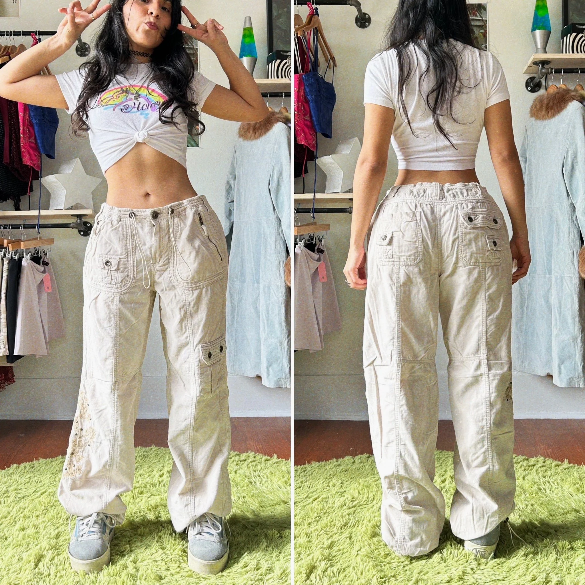 y2k corduroy cargo joggers by faded glory // medium