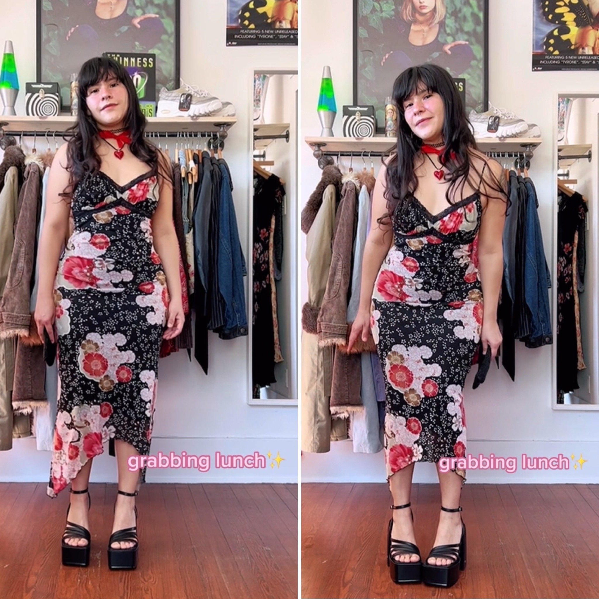 90s y2k floral asymmetrical dress by Charlotte Russe // small
