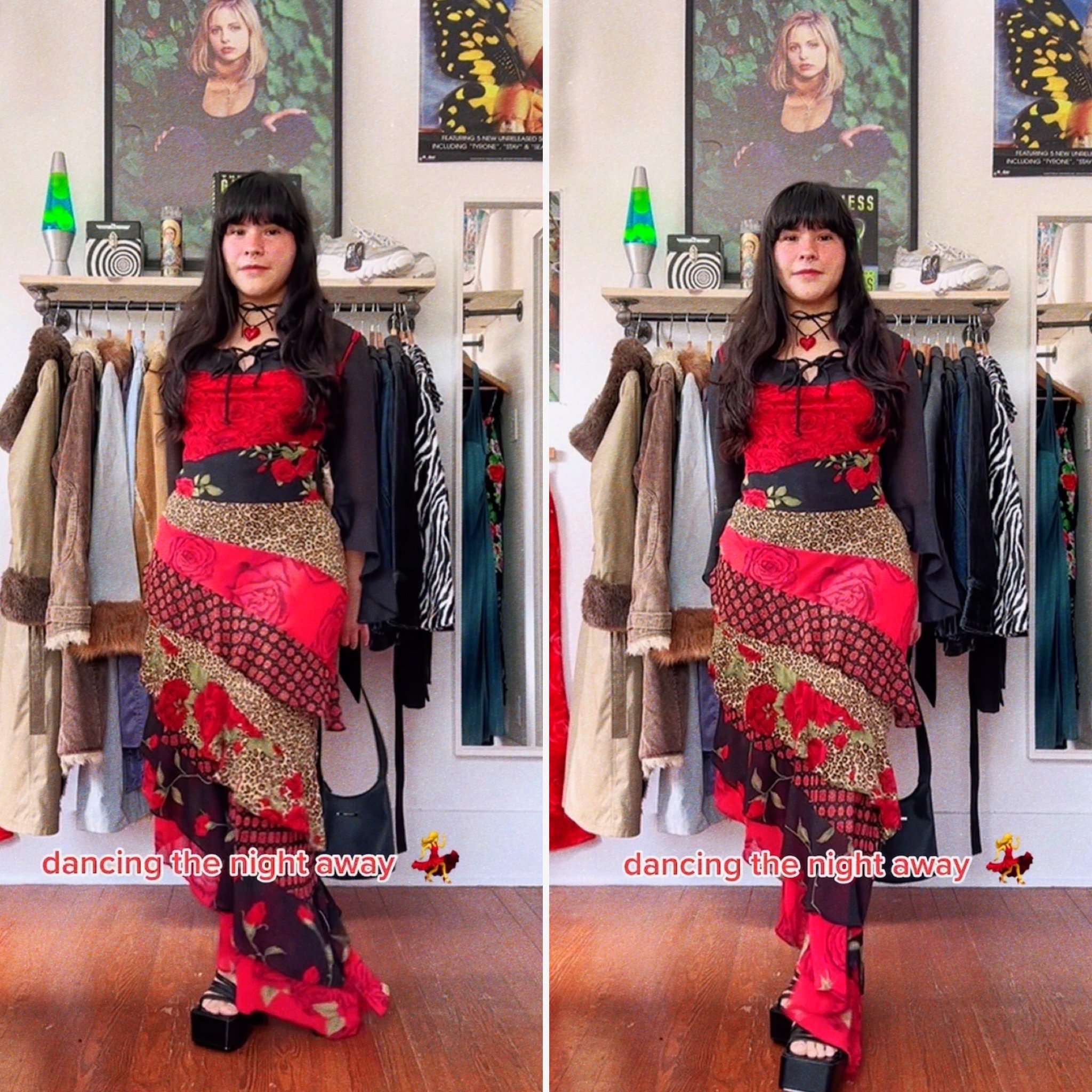 y2k rare multi-print tiered asymmetrical maxi dress by Victoria's Secret // medium