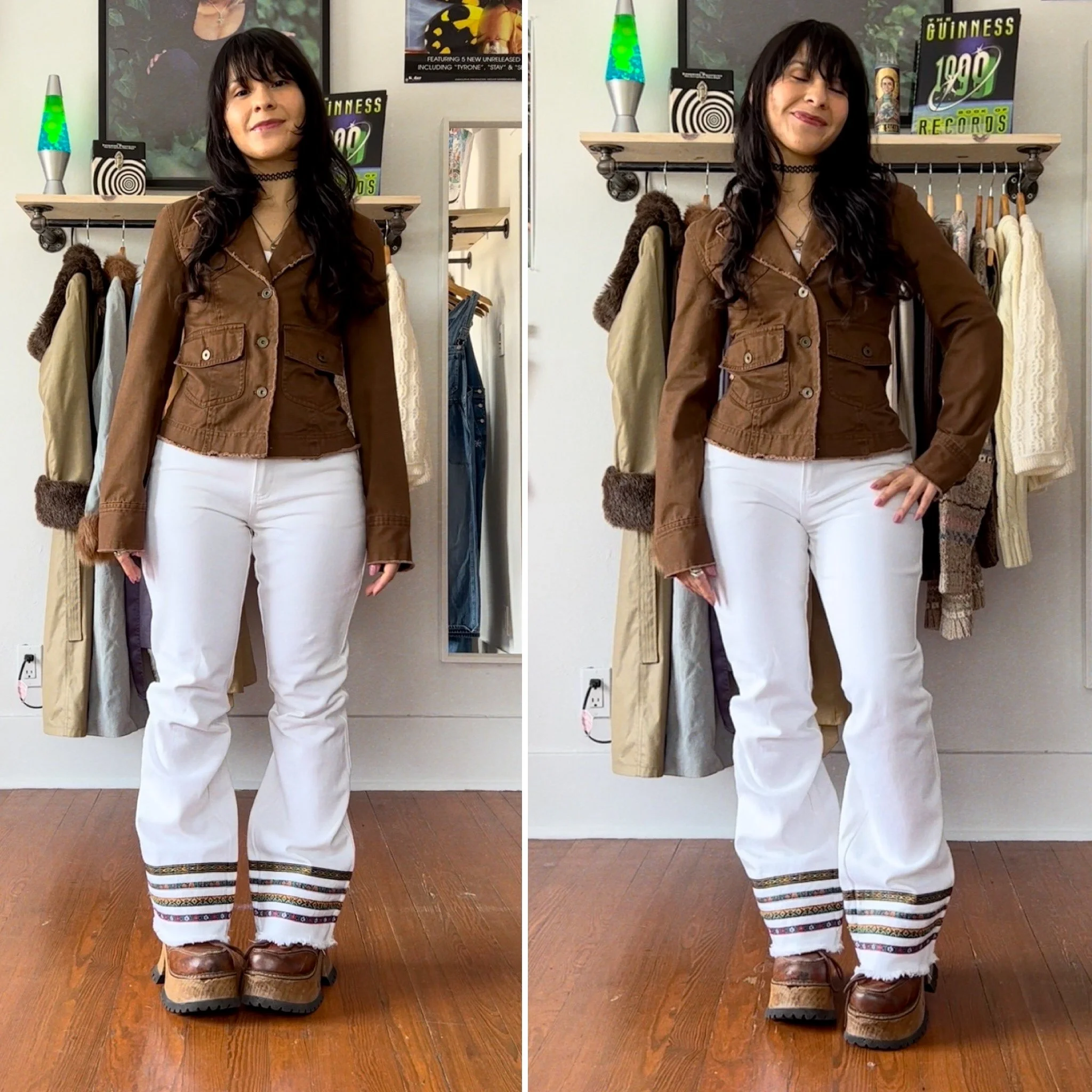 90s y2k boho brown fitted jacket by Maurices // XS
