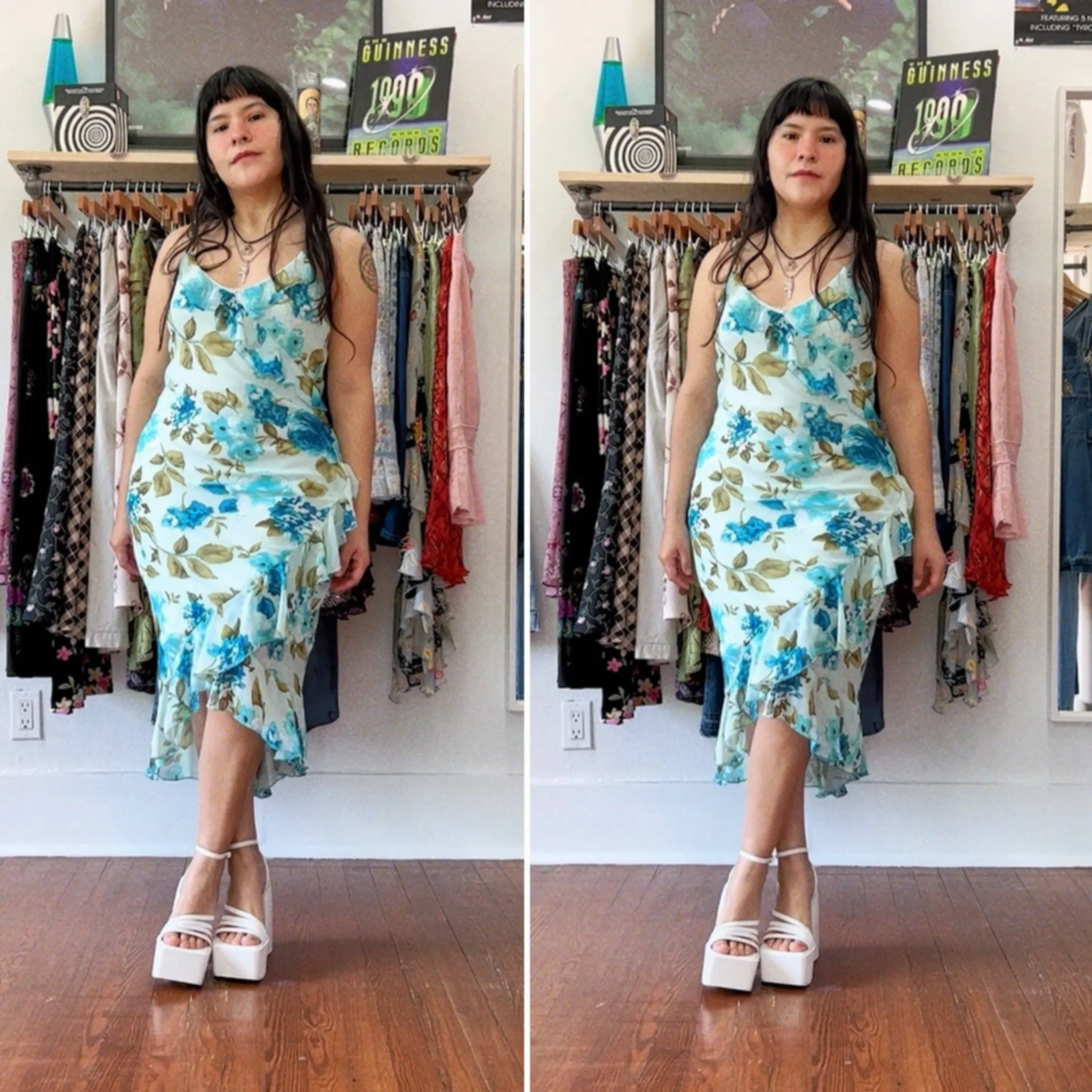 90s y2k romantic ruffle floral dress by Touch 9 // medium