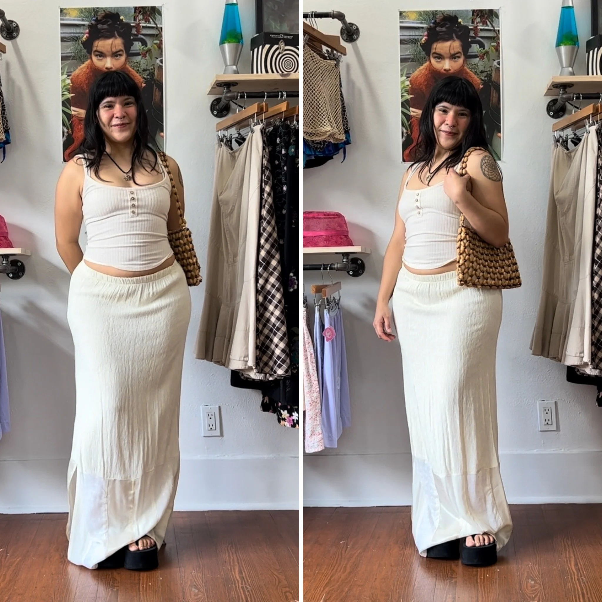 90s y2k off white maxi skirt by Isabella /small - medium