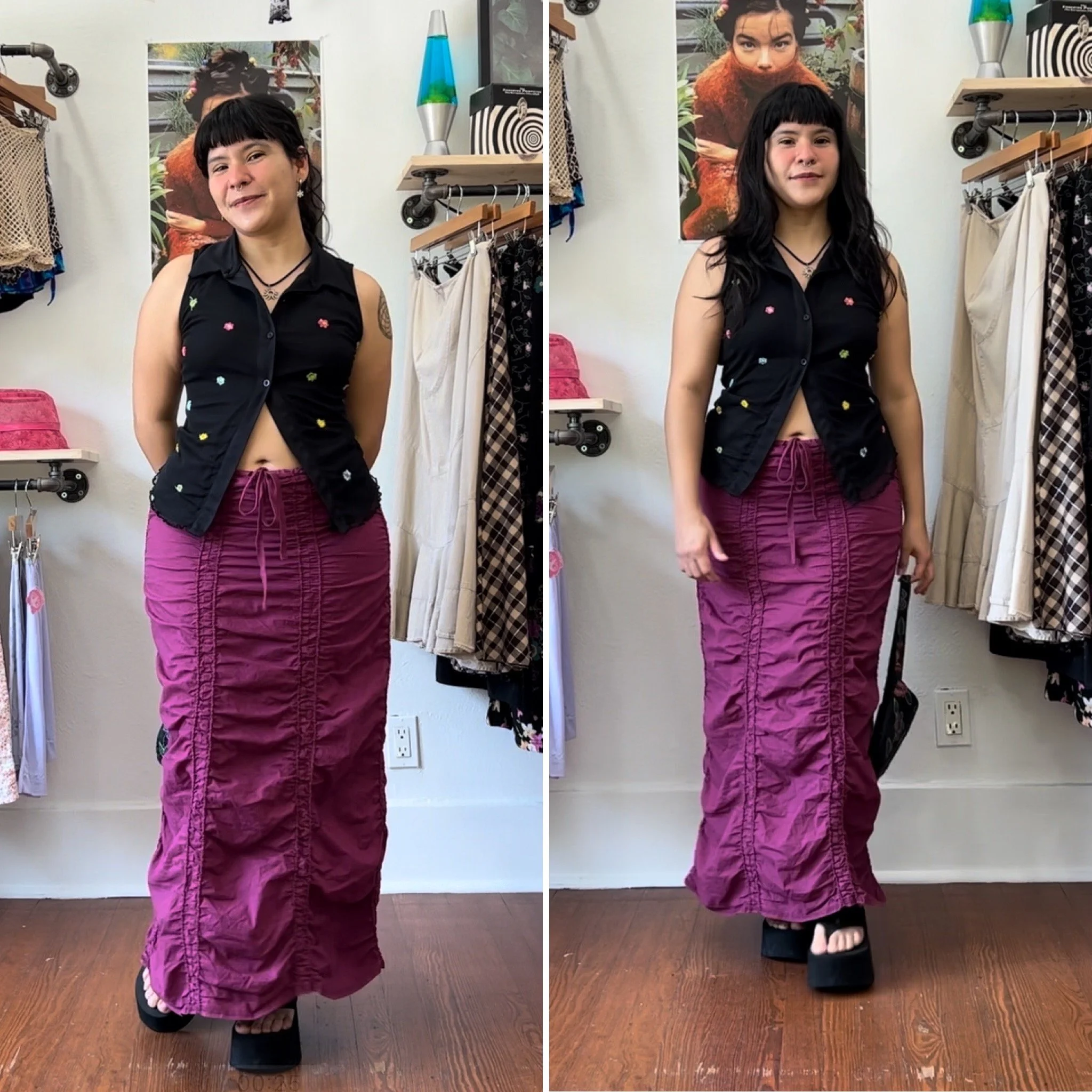 90s y2k black embroidered sleeveless top by Ecru // Small - Medium