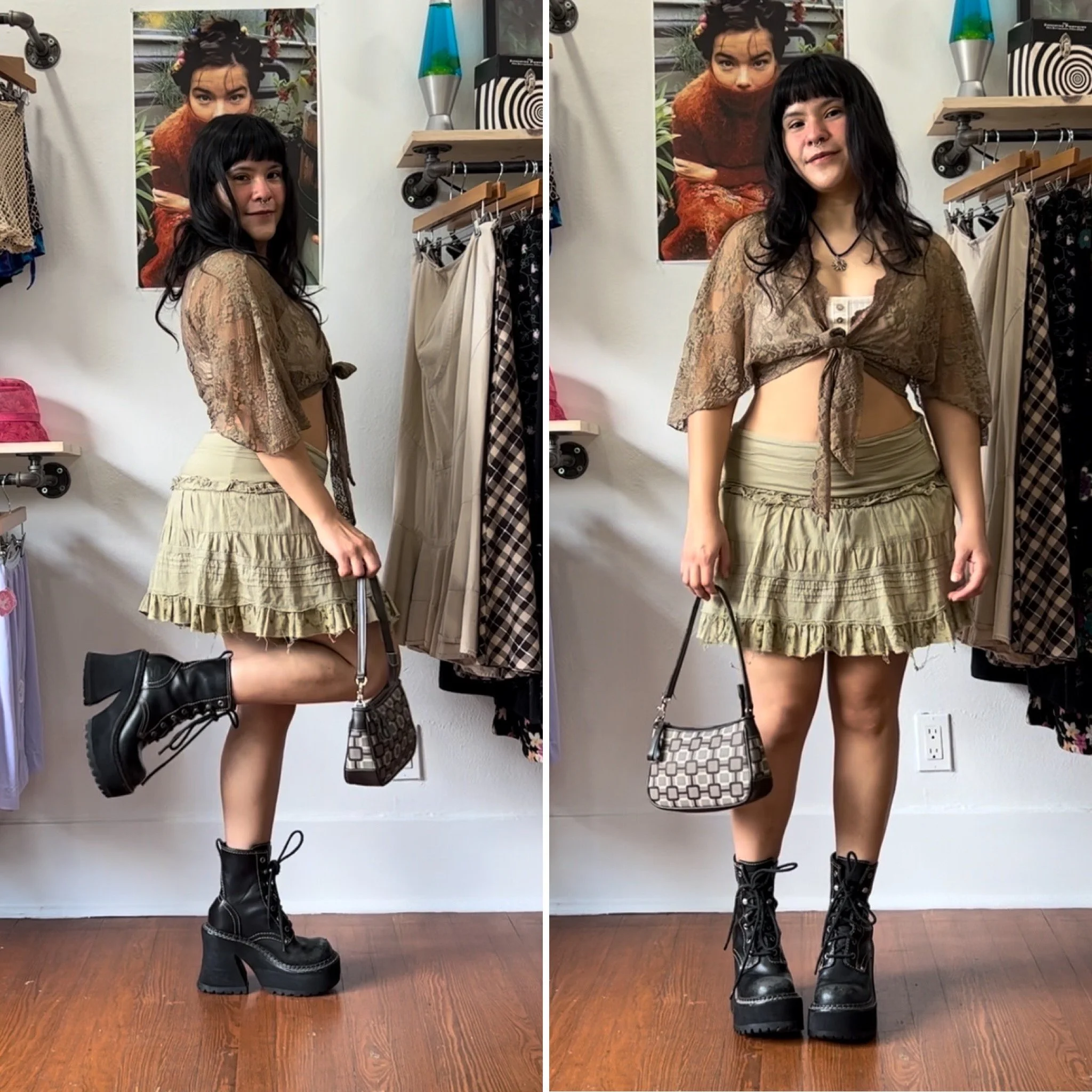 90s y2k brown lace tie top shrug by Moa Moa // Small-Large