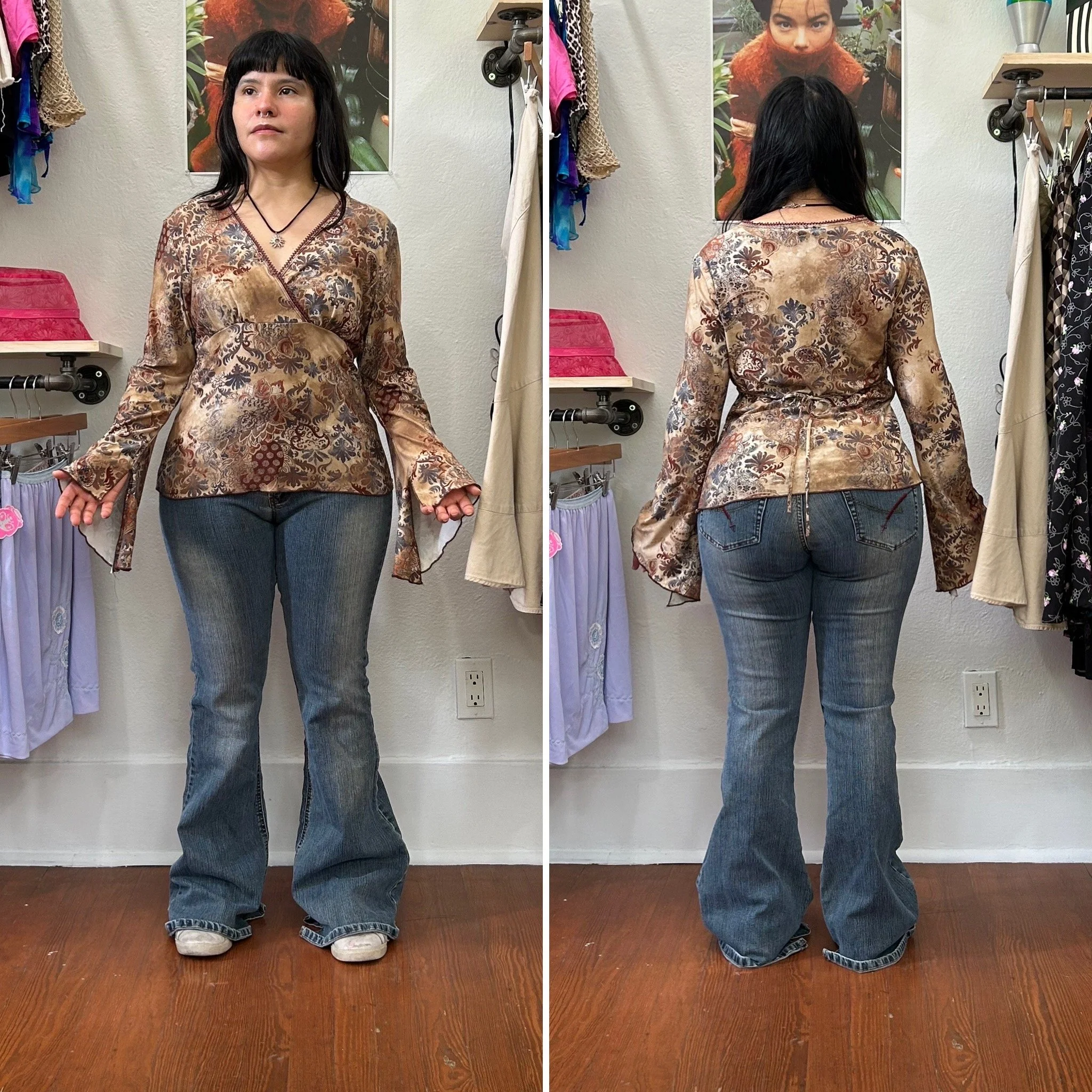 90s y2k boho long sleeve top by Self Esteem // Large