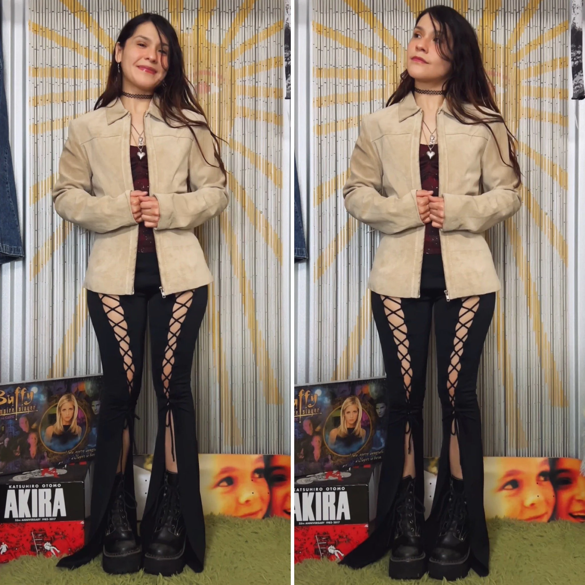 90s y2k deadstock zip-up suede jacket by georgiou studio // xs-small