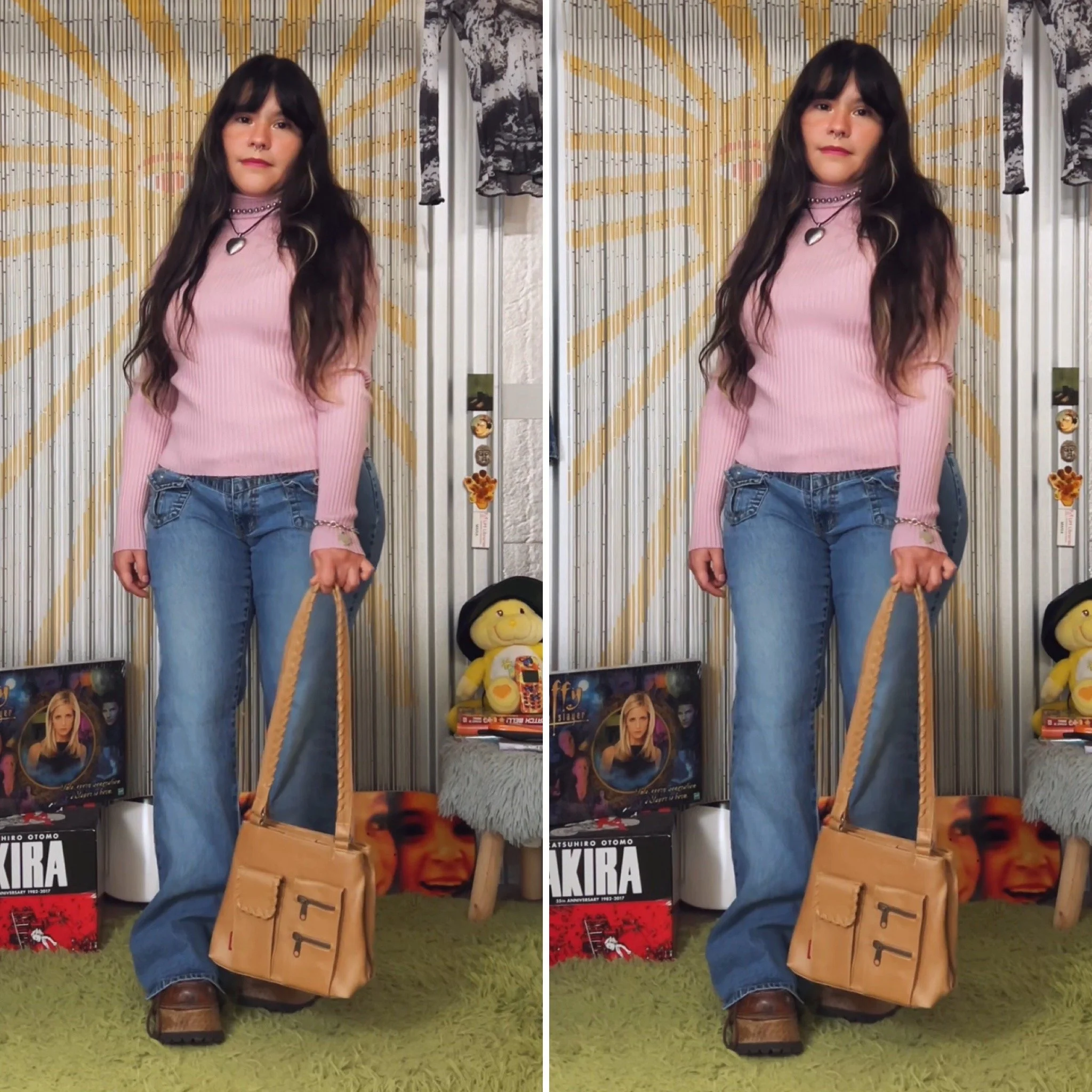 90s pink ribbed turtleneck top by Fashion Bug // Small-Medium